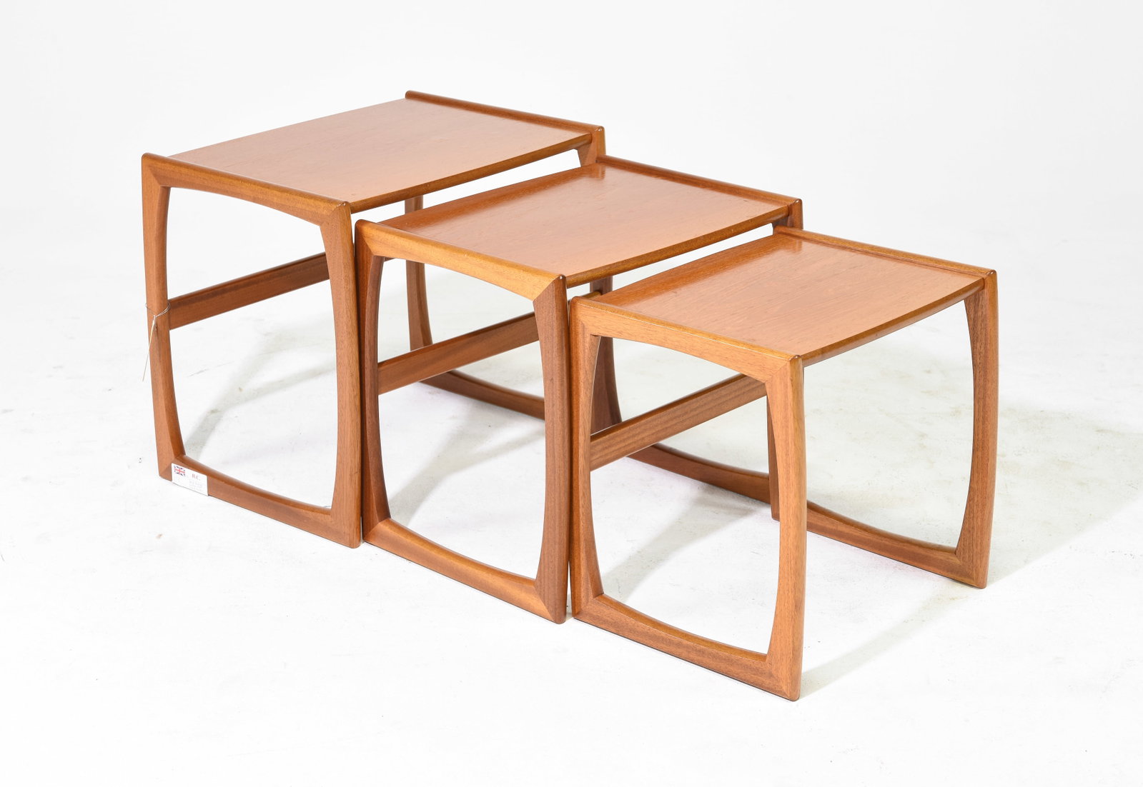 Mid Century Modern Quadrille Nest of 3 Tables: Danish Modern Style Teak Quadrille Nest of 3 Tables - 19 in tall x 21 x 15.5