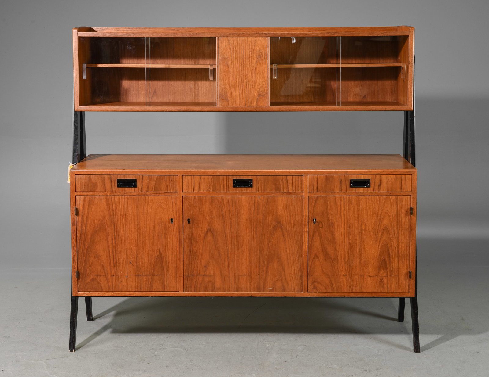 Scandinavian Mid Century Modern Cocktail Cabinet: Scandinavian Mid Century Modern Cocktail Cabinet With Black Legs - 53 inches tall x 55 x 16.5