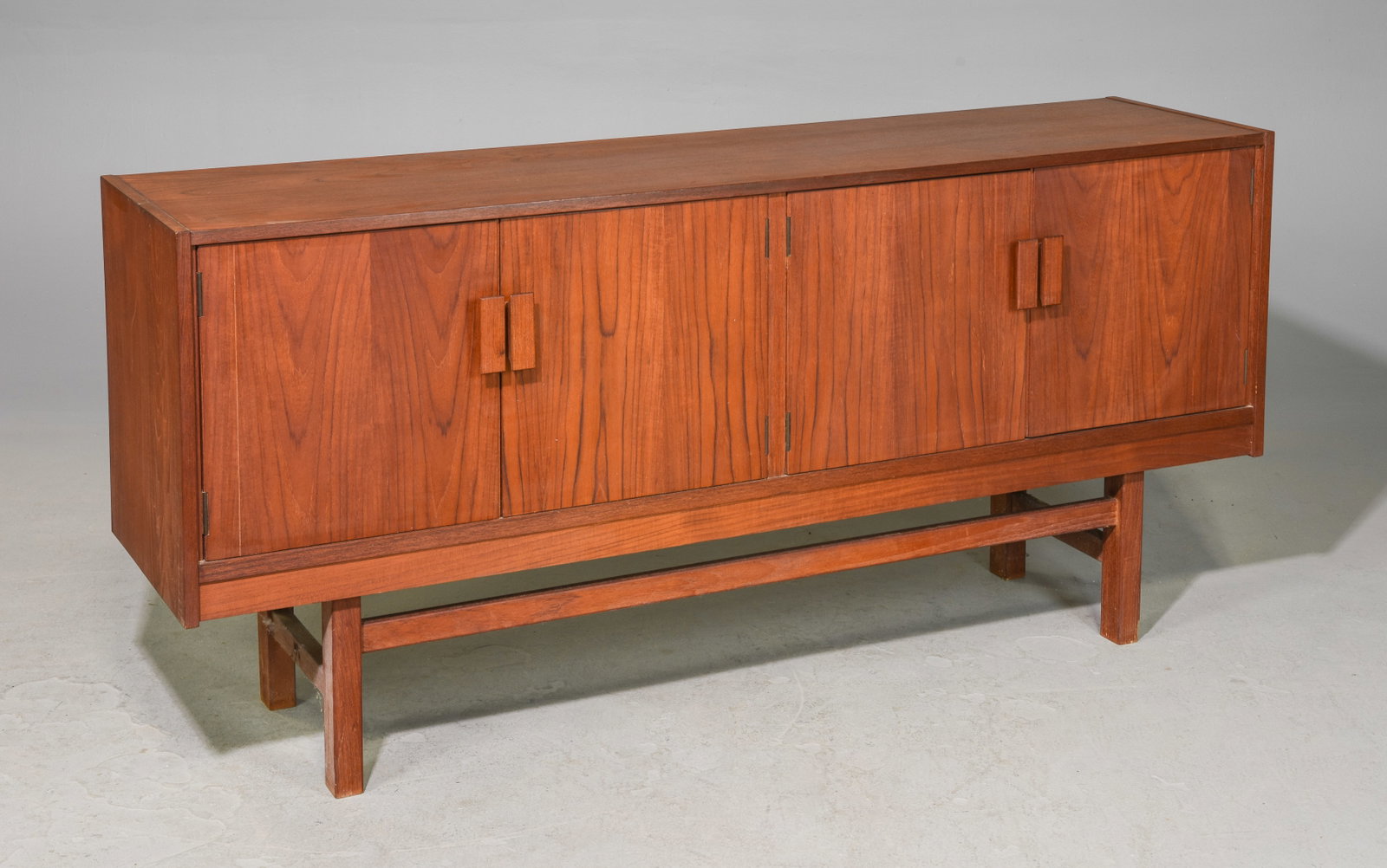 Mid Century Modern 4 Door Cocktail Sideboard: Danish Modern Style 4 Door Wine / Cocktail Cabinet / Sideboard - 29 in tall x 61 x 16