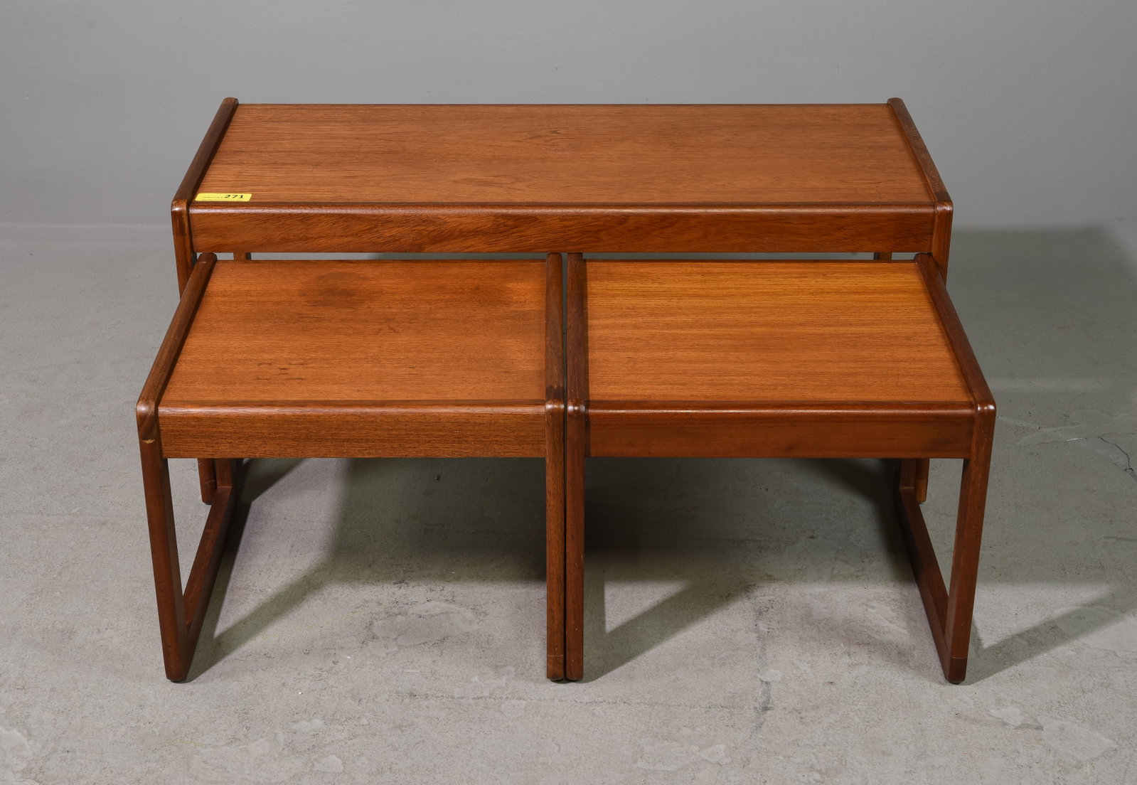 Mid Century Modern Nest Of 3 Tables: Danish Modern Style Nest Of 3 - 17 inches tall x 37.5 x 16.5