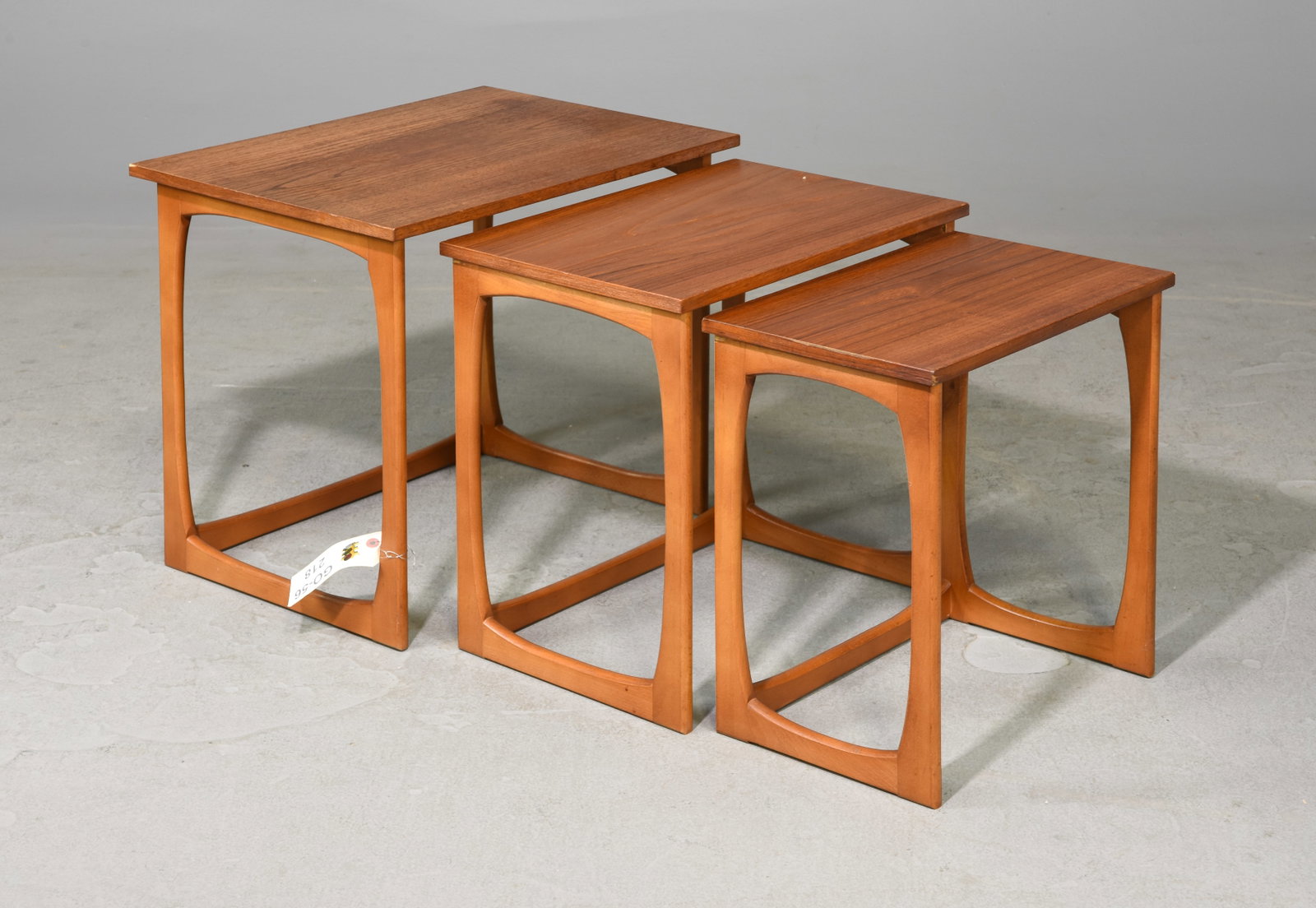 Mid Century Modern Nest of 3 Tables: Danish Modern Style Nest of Tables - 20 inches tall x 23 x 16