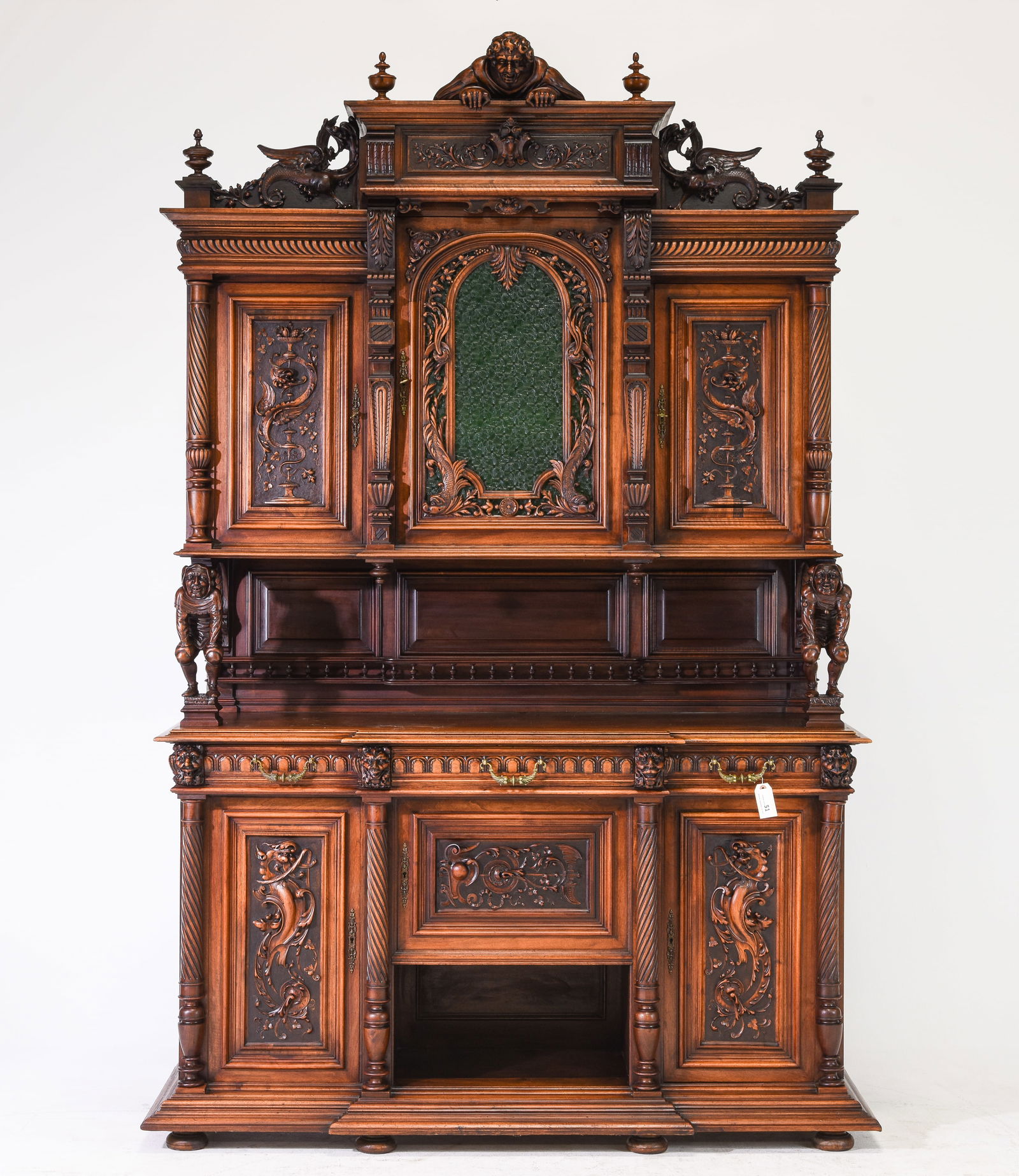 Renaissance Style Carved Walnut Double Buffet (1 of 14)