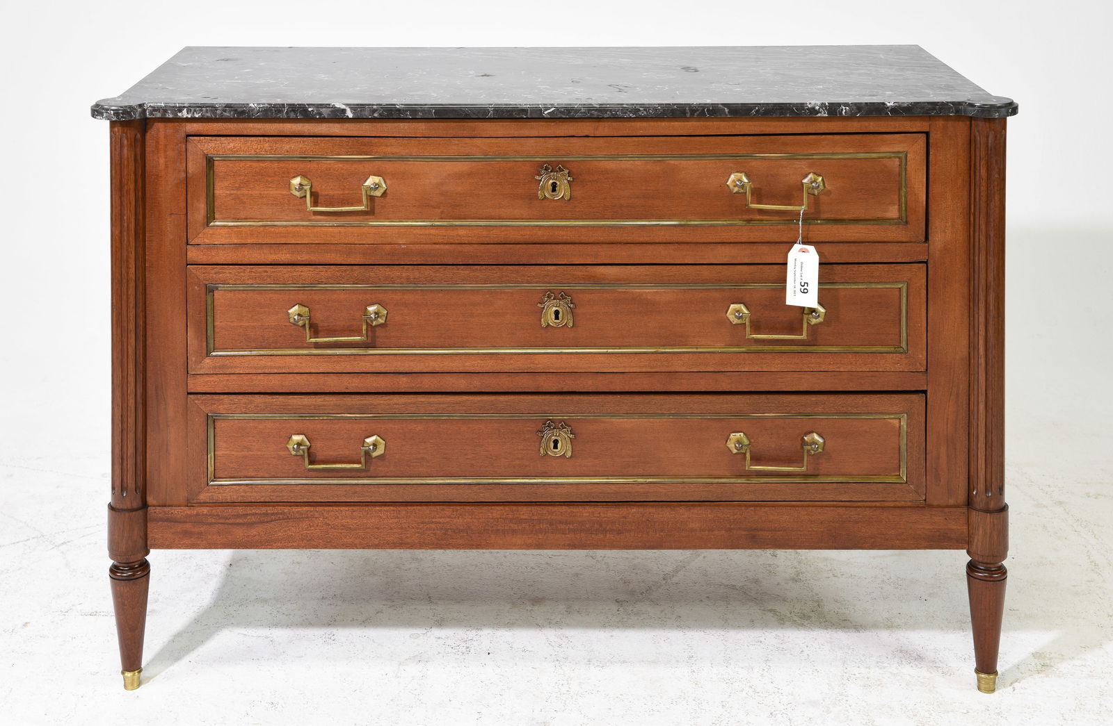 Louis XVI Style Oak Marble Top Chest (1 of 9)