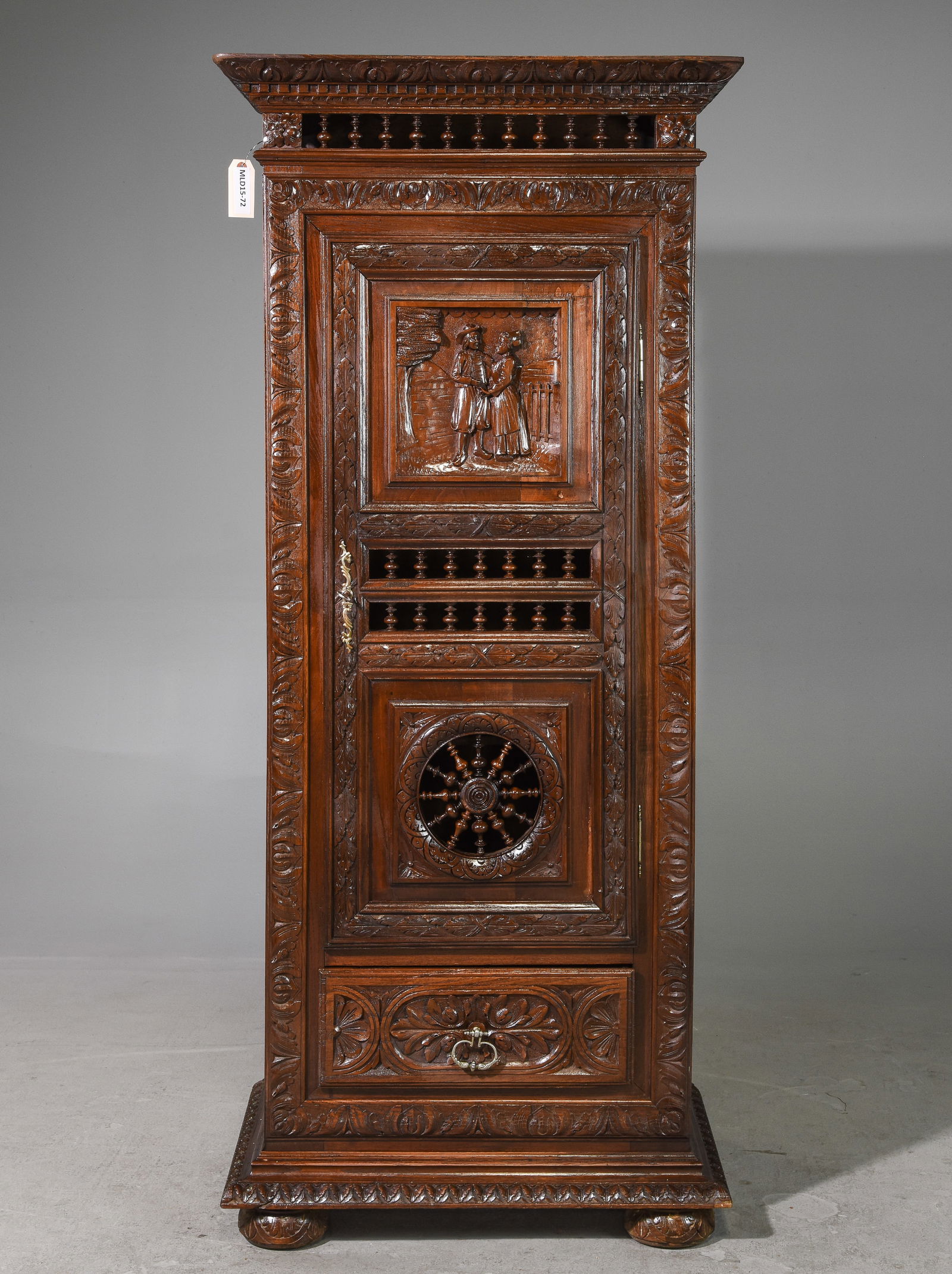 Breton Style Carved Single Door Bonnetiere (1 of 7)