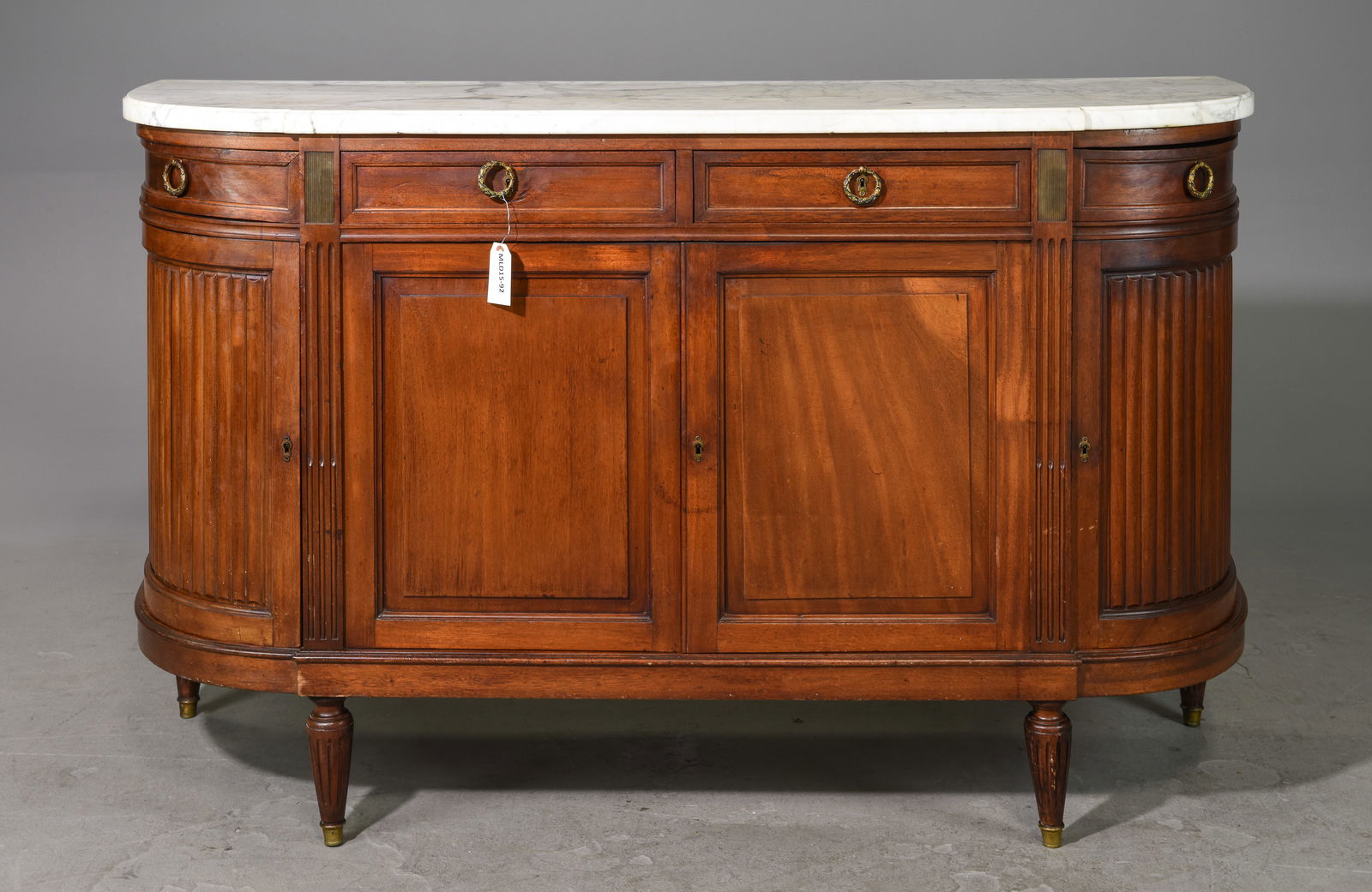 Louis XVI Style White Marble Top Oak Sideboard (1 of 10)