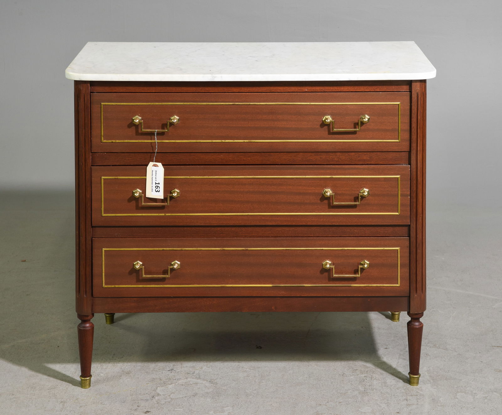 Small Louis XVI Style White Marble Top Chest (1 of 5)