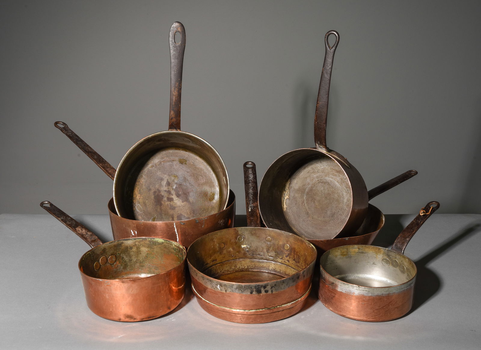 Set Of  7 French Assorted Copper Pans (1 of 2)