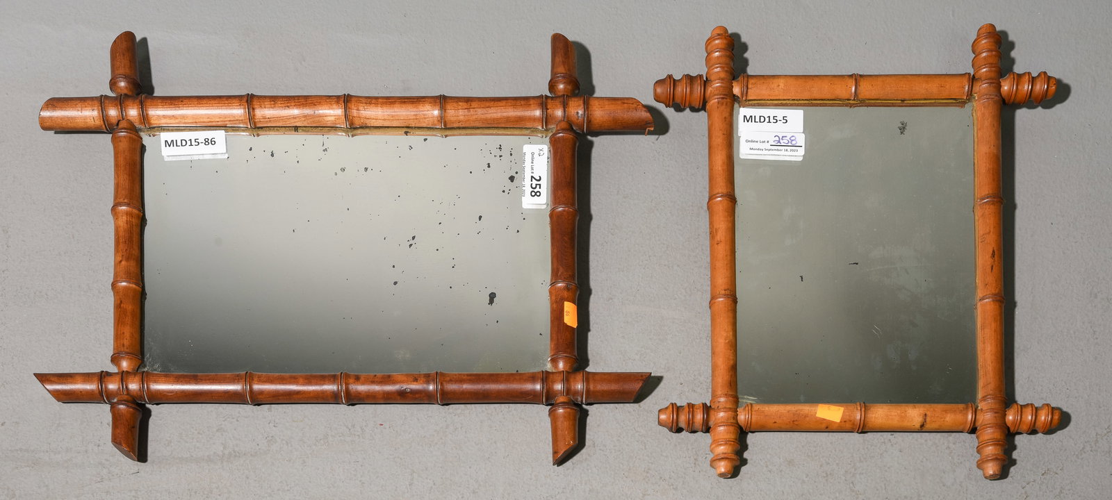 2 Small Faux Bamboo Framed Mirror (1 of 4)