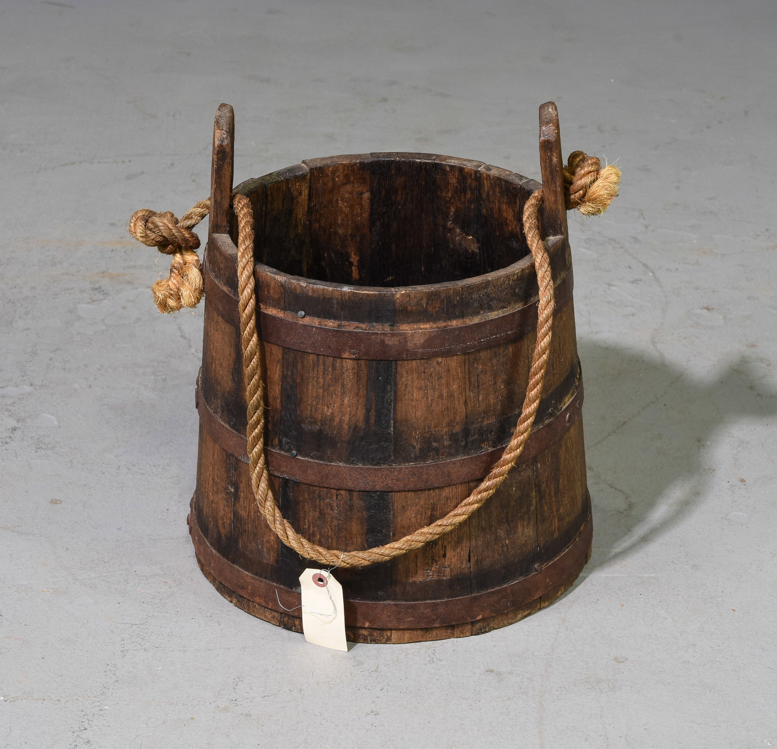 British Wooden Bucket with Rope Handle (1 of 4)