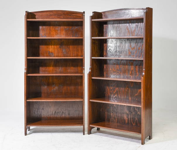 Pair Of Oak Open Shelved Bookcases