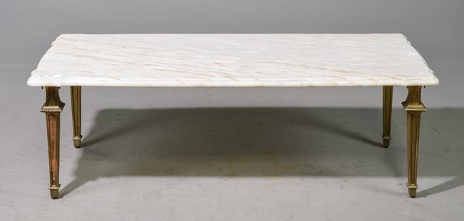 White Marble Top Coffee Table: White Marble Top Coffee Table - 16 inches tall x 48 x 20