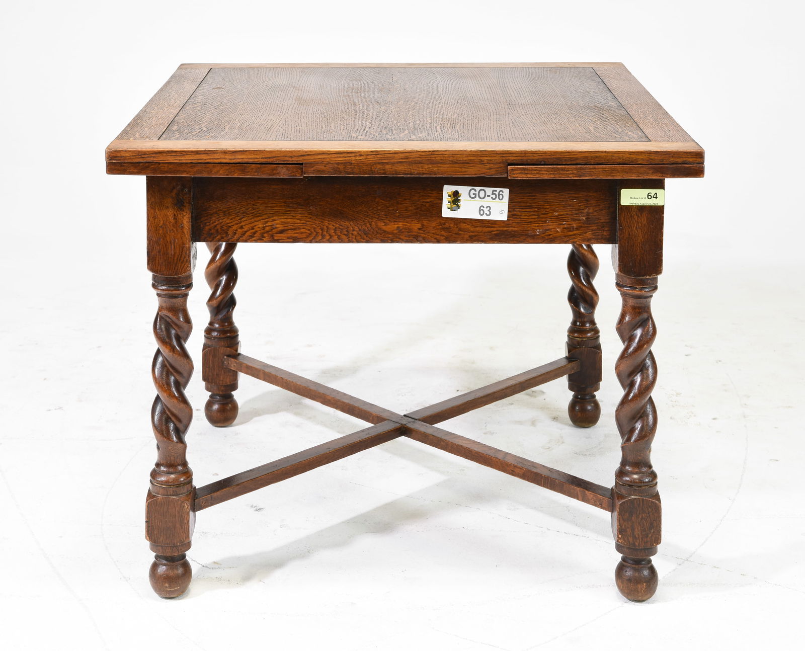 British Oak Barley Twist Draw Leaf Dining Table (1 of 5)
