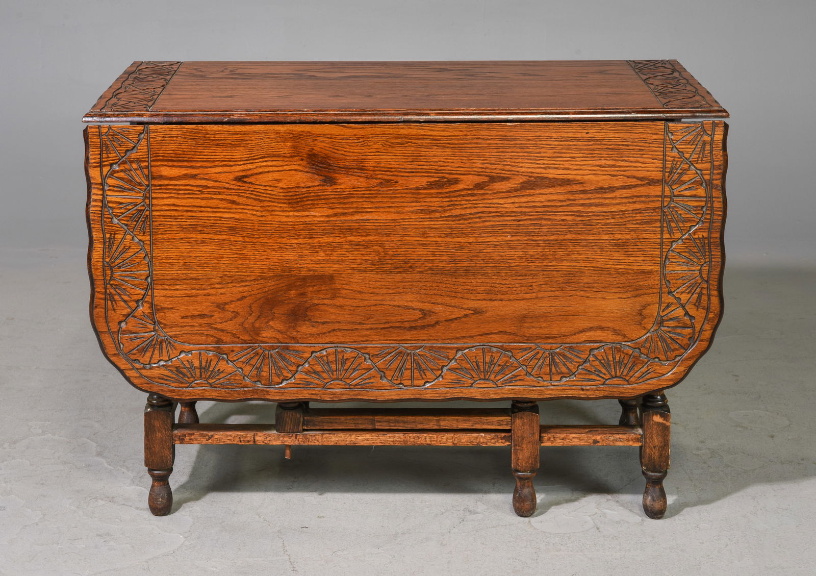 Oak Barley Twist Drop Leaf Table With Carved Border (1 of 5)