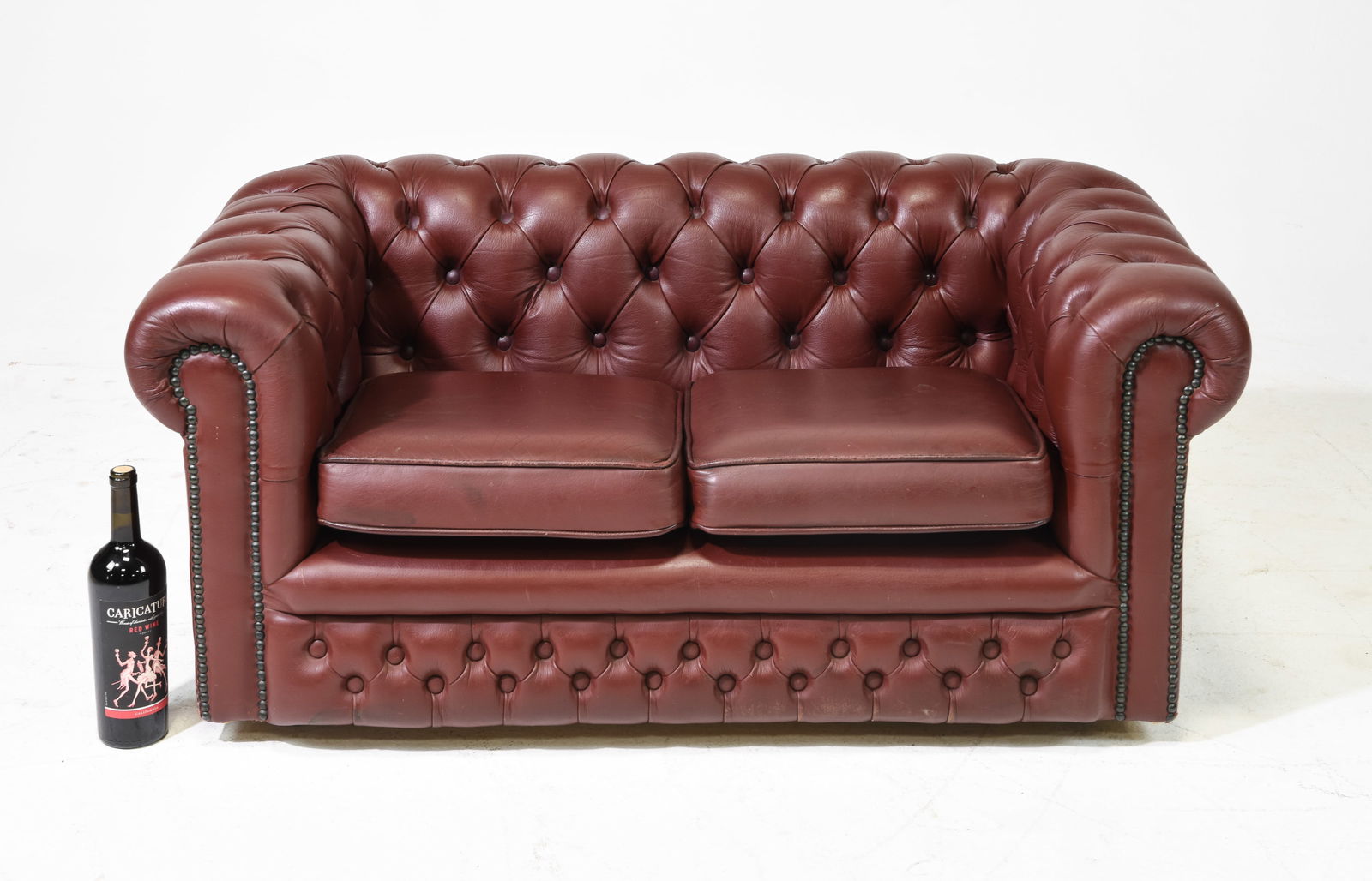 British Petite Leather Chesterfield Sofa (1 of 5)