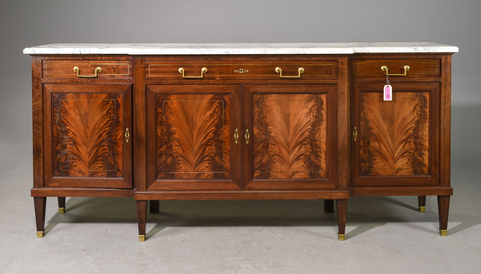 Louis XVI Style Mahogany White Marble Top Sideboard (1 of 7)