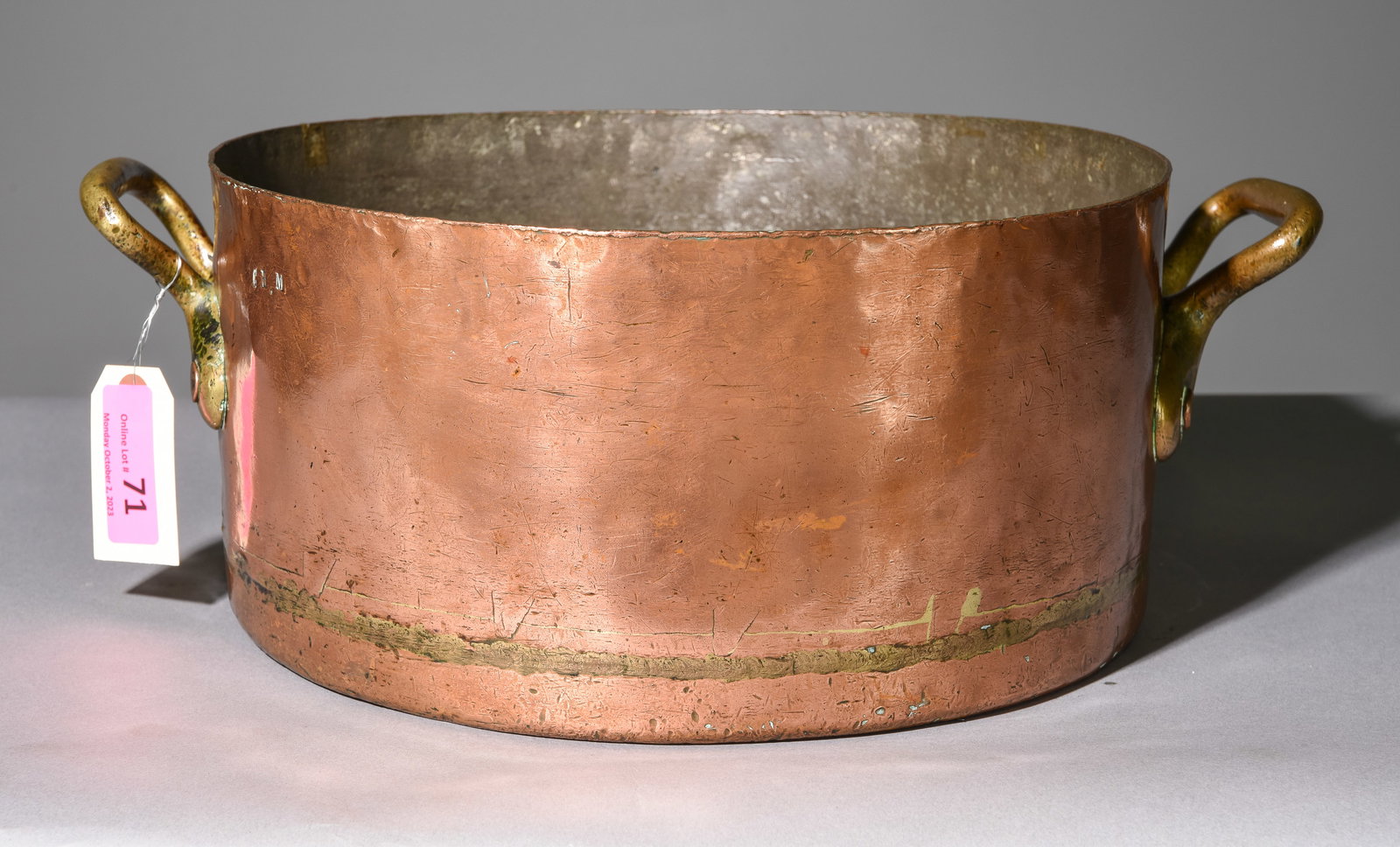 French Heavy Copper Pot With Brass Handles (1 of 4)