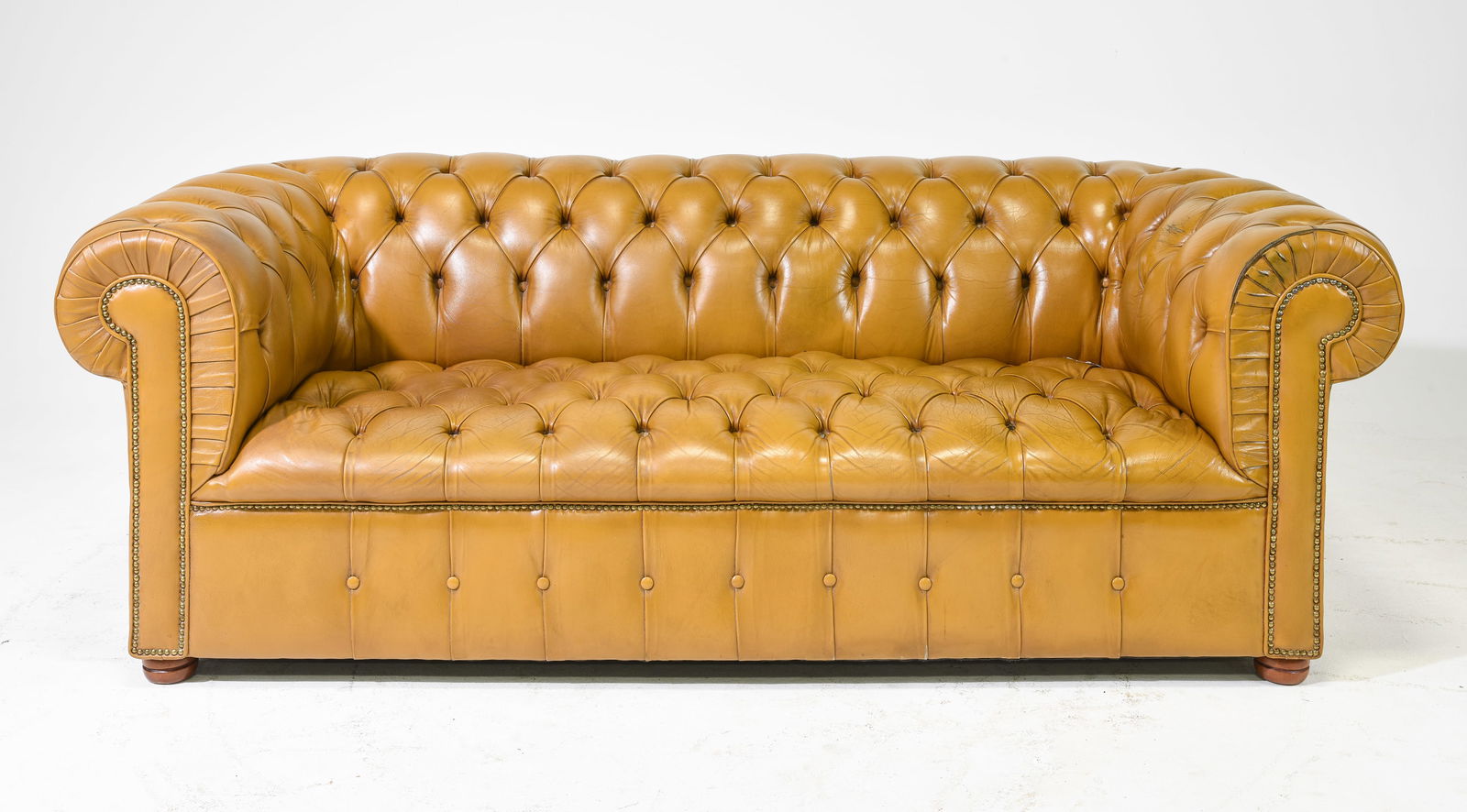 British Brown Leather Chesterfield 3 Seater Sofa (1 of 7)