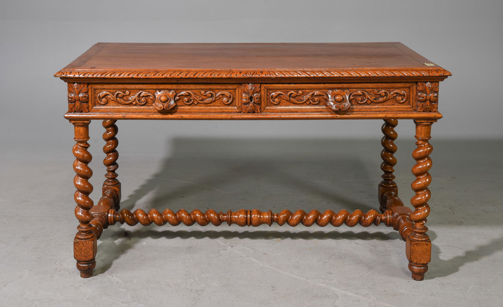 Louis XIII Style Barley Twist 2 Drawer Writing Table (1 of 5)