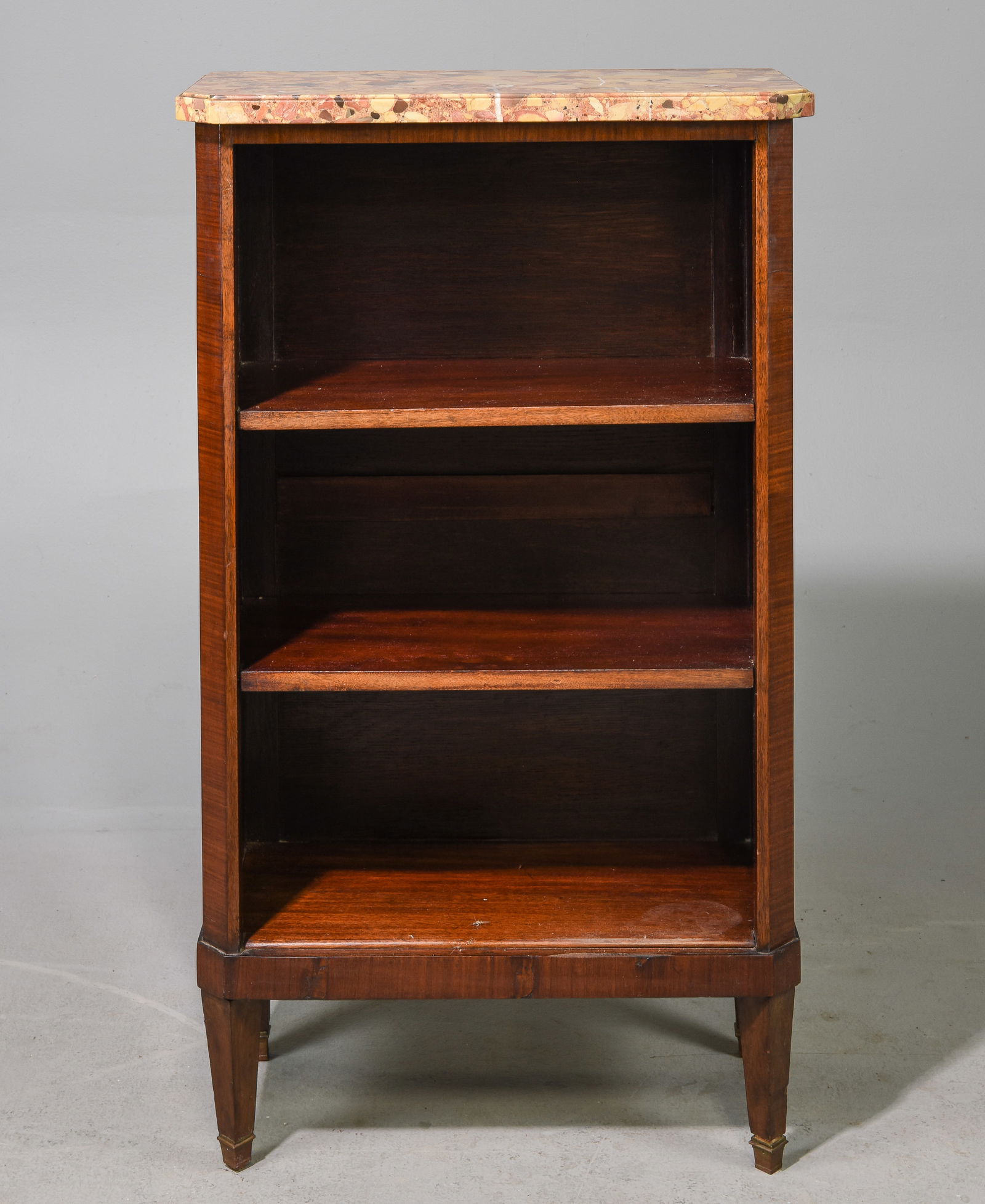 French Marble Top Mahogany Open Bookshelf (1 of 3)