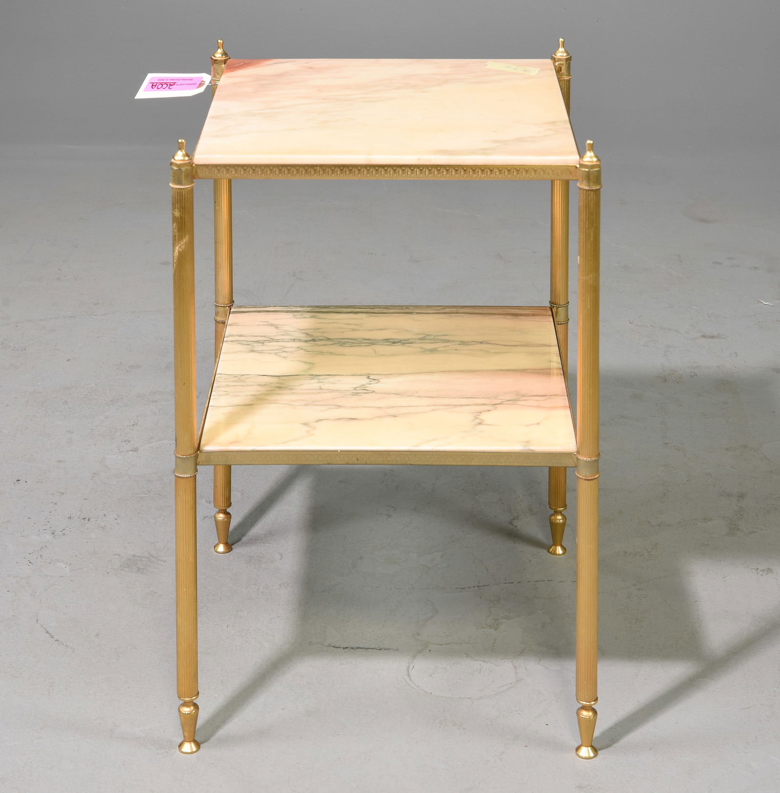 French 2 Tier Side Table with Inset Marble (1 of 3)