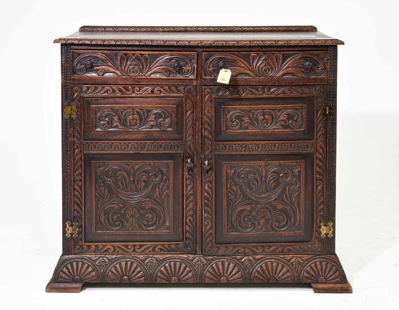 British Finely Carved Oak Cabinet / Buffet c.1910's (1 of 6)
