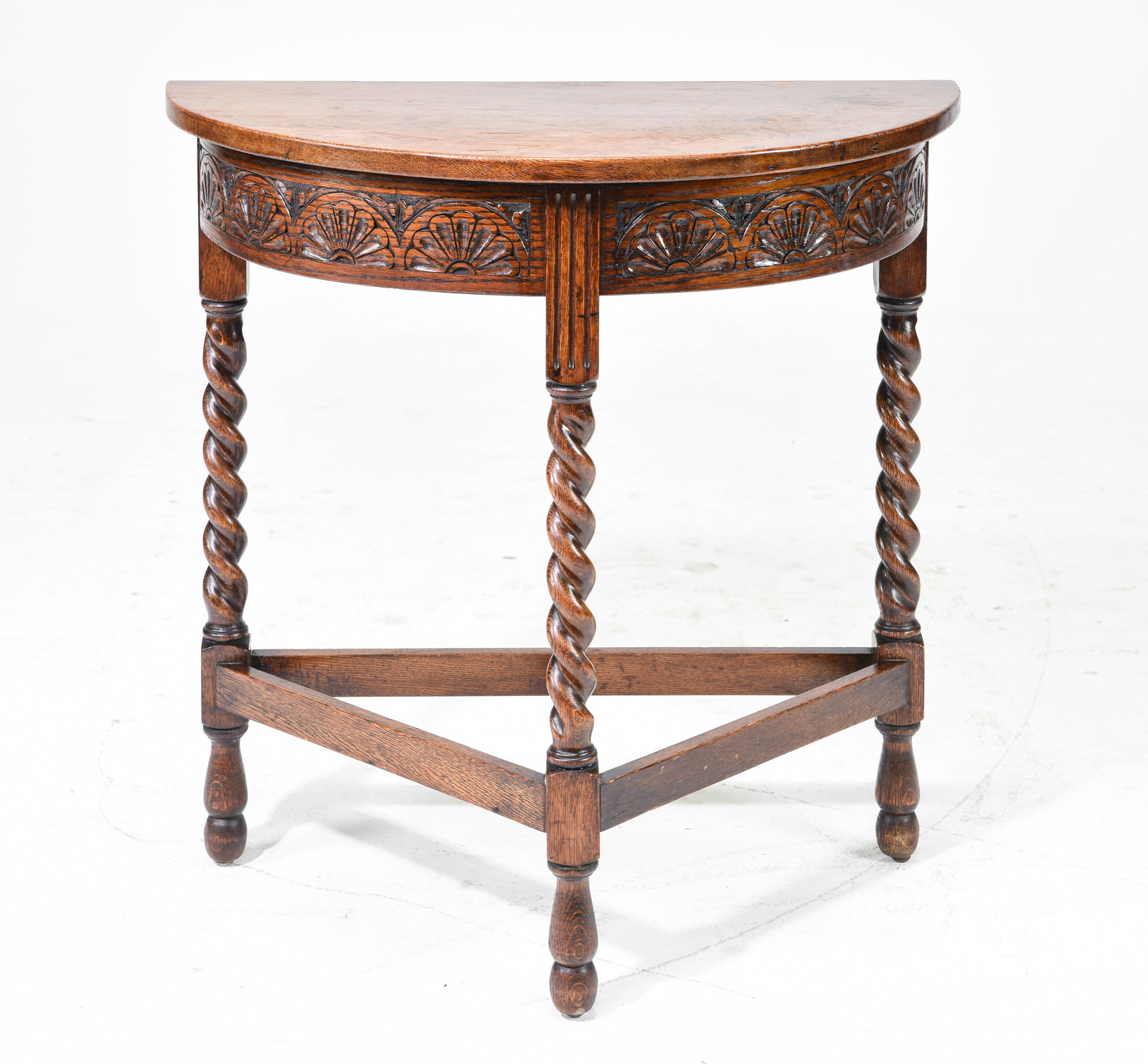 British Carved Oak  Demi Lune Hall Table #1 (1 of 3)