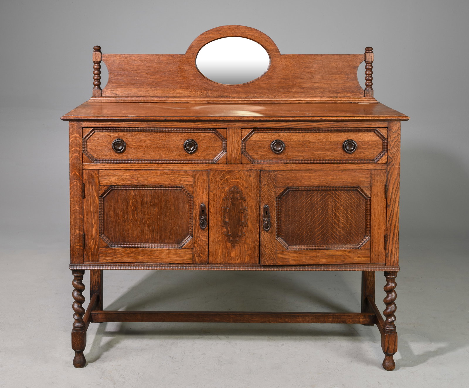 British Oak Barley Twist Sideboard c.1920's (1 of 6)