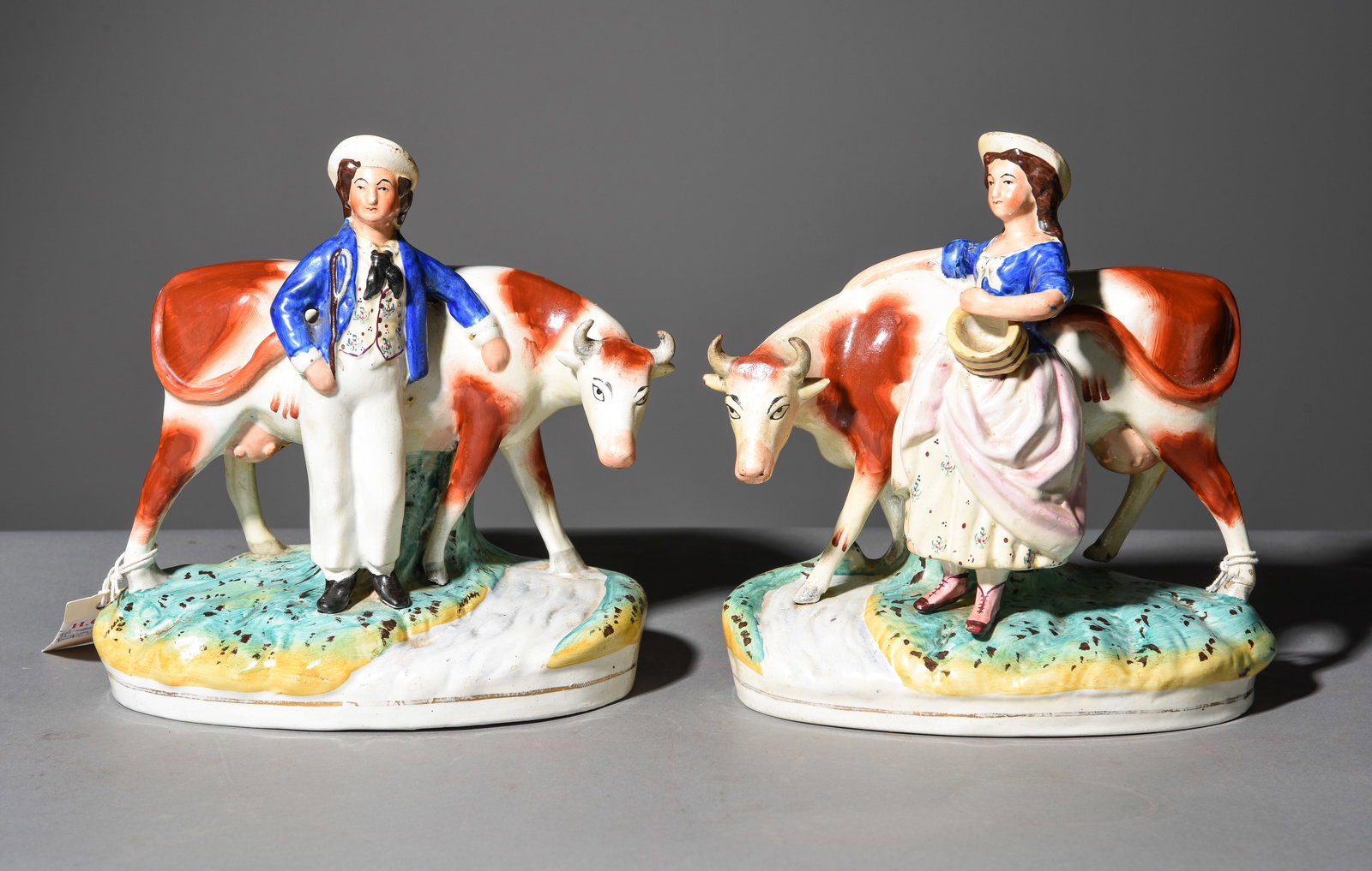 2 Staffordshire Cows With Persons Figures (1 of 4)