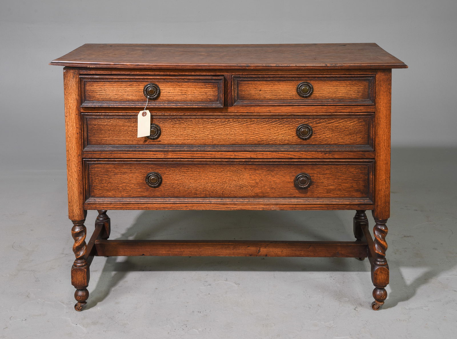British Oak 4 Drawer Barley Twist Chest c.1920's (1 of 6)
