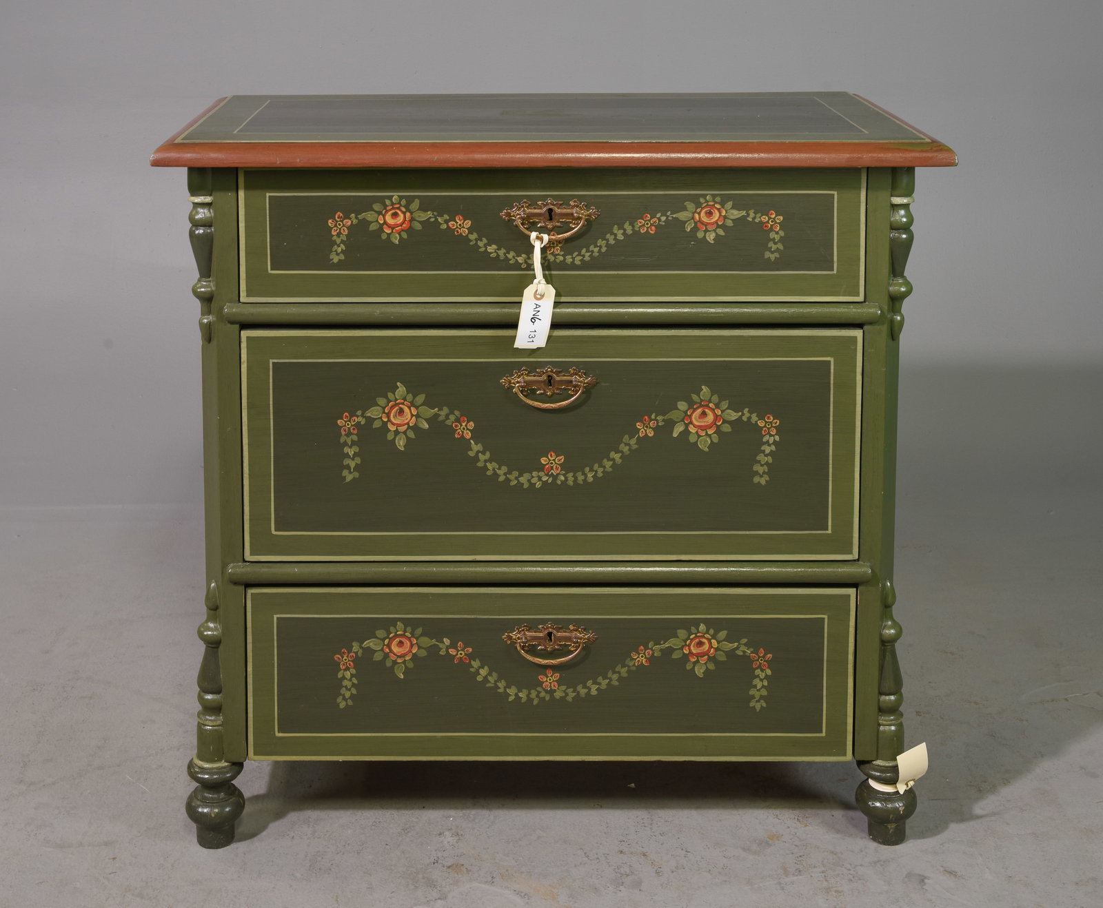 Painted Pine 3 Drawer Chest Floral Motif (1 of 5)