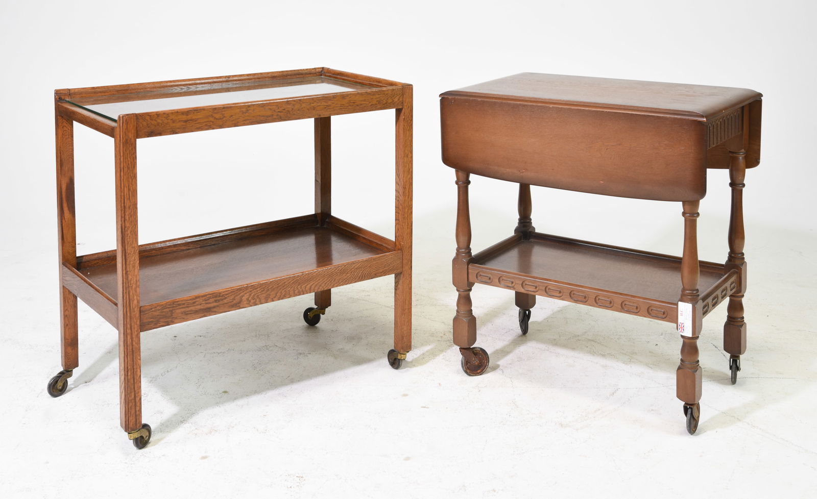 Oak Drop Leaf Trolley & 2 Tier Glass Top Trolley (1 of 2)