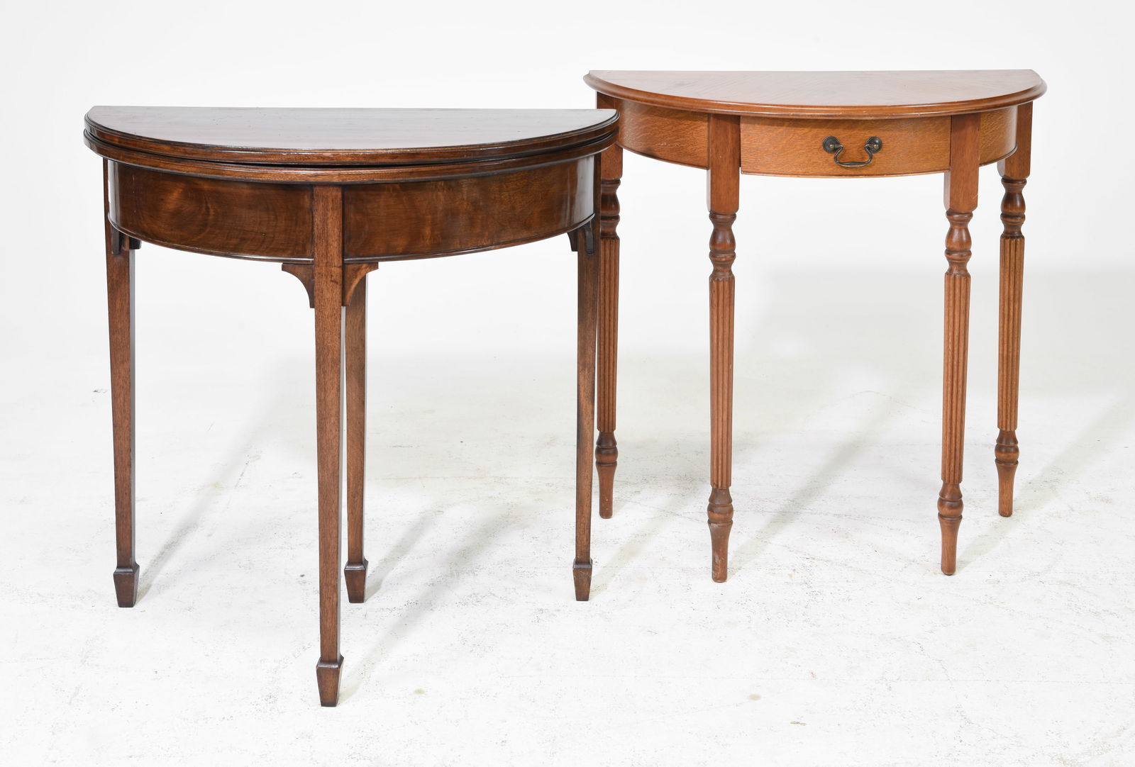 Mahogany Demi-Lune Card Table & Oak Hall Table (1 of 3)