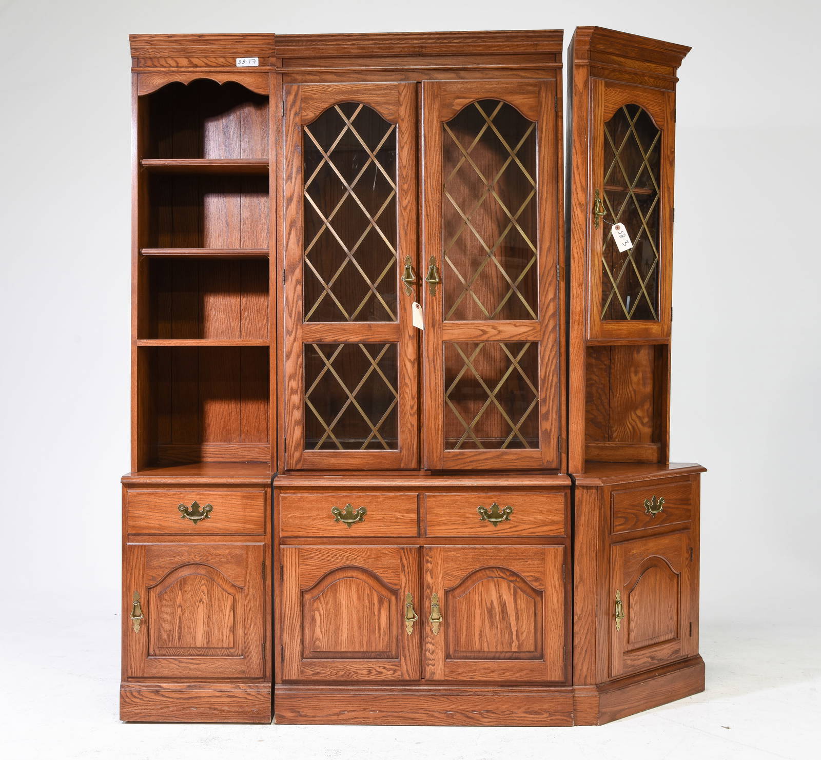 3pc Oak China Display Auction