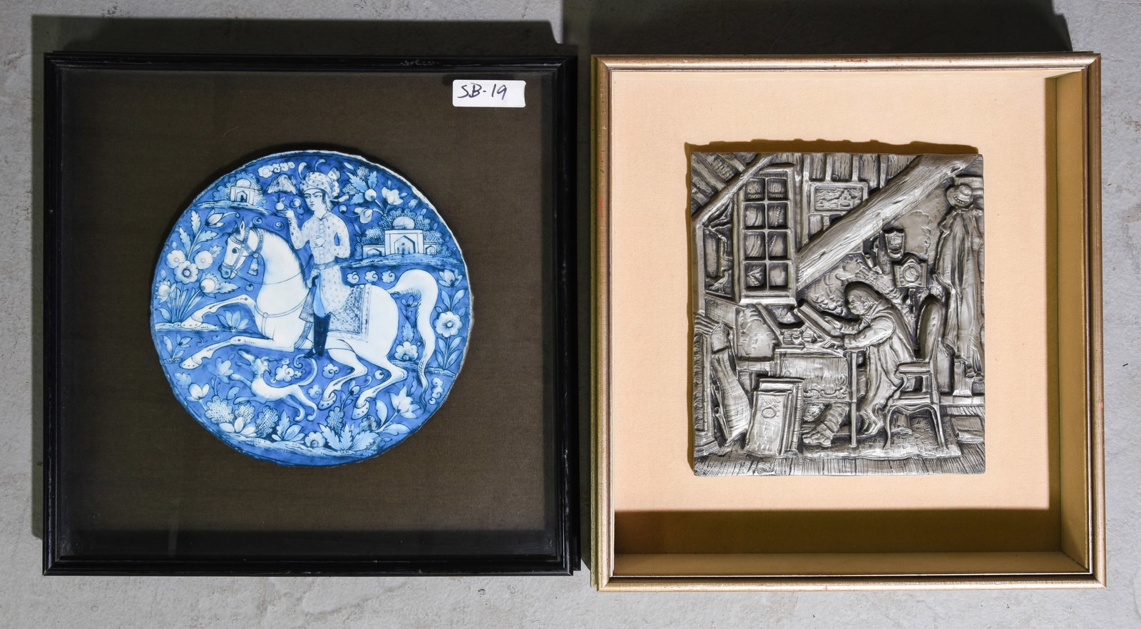 Framed Ceramic Dish & Plaster Relief (1 of 4)