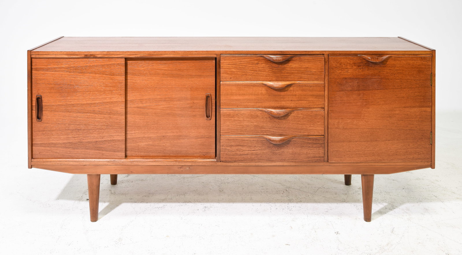 Mid Century Modern Sideboard With Folded Handles: Danish Modern Style Sideboard With Folded Handles - 31 inches tall x 71 x 18
