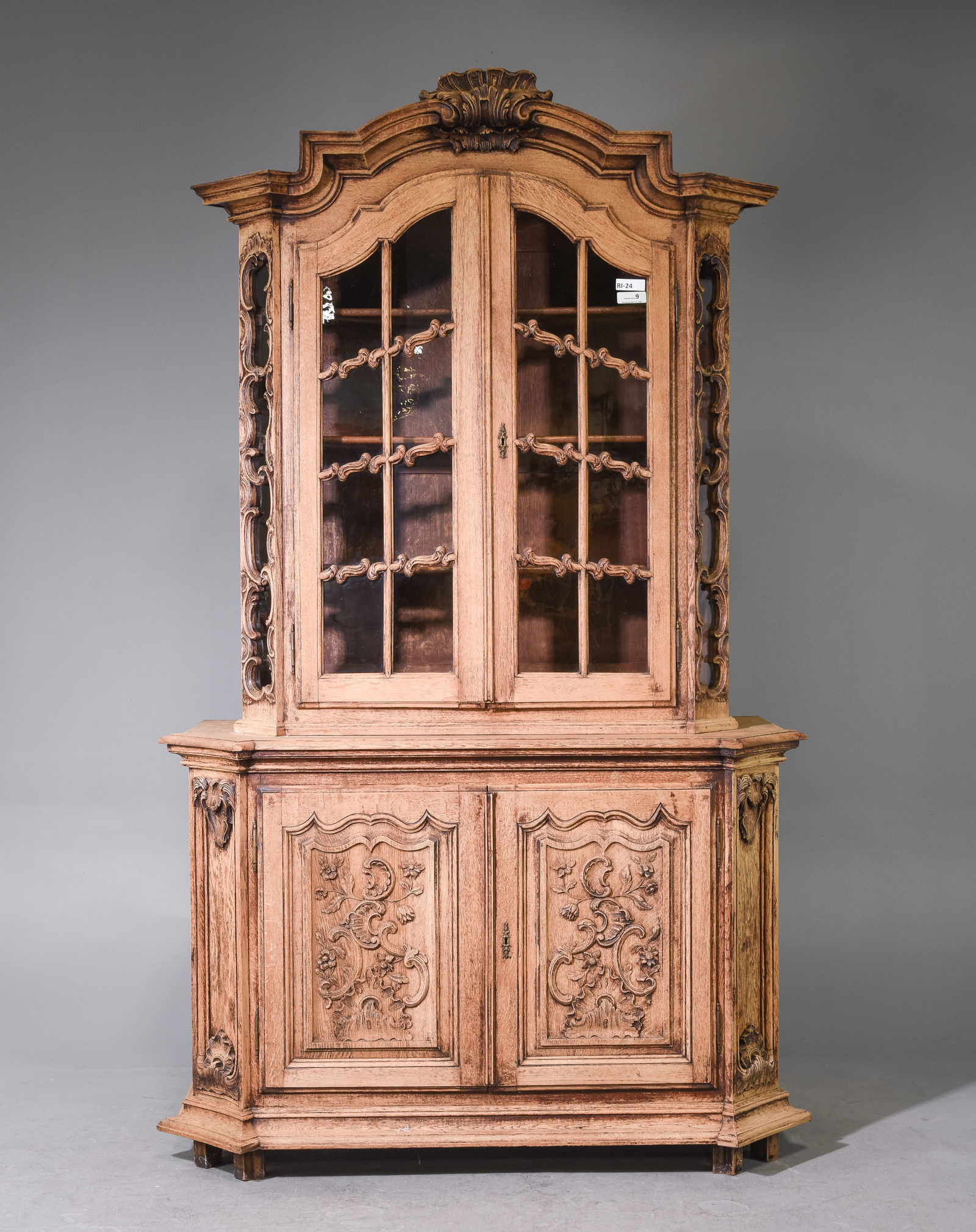 French Carved Bleached Oak Cupboard C.1920's (1 of 10)