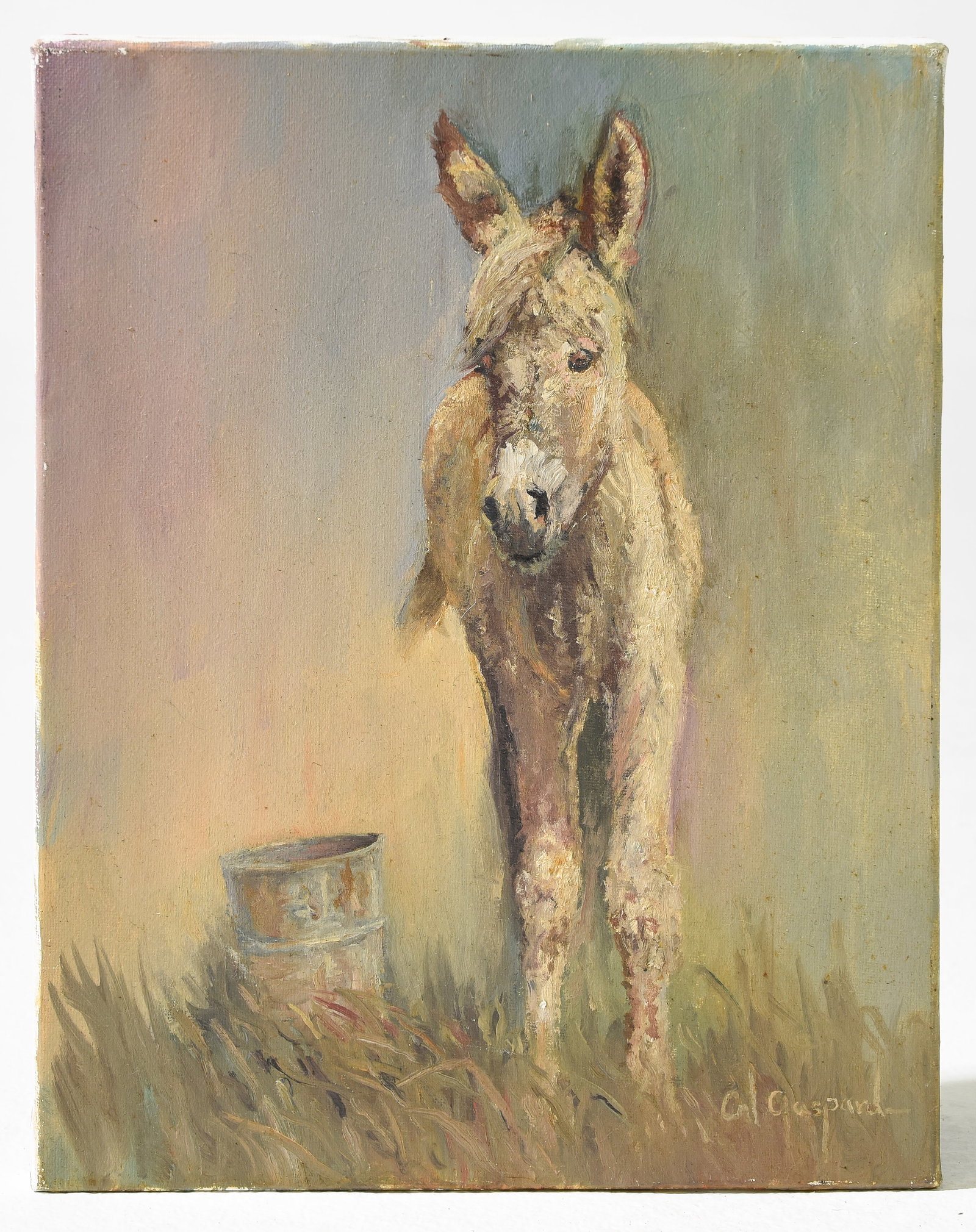 Cal Gaspard Unframed Oil on Canvas - Donkey: Cal Gaspard Unframed Oil on Canvas - Donkey - 14 in tall x 11 x .5