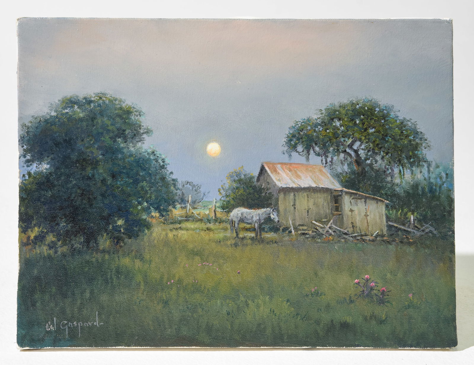 Cal Gaspard Unframed Oil on Canvas - "Full Moon Rising" (1 of 3)