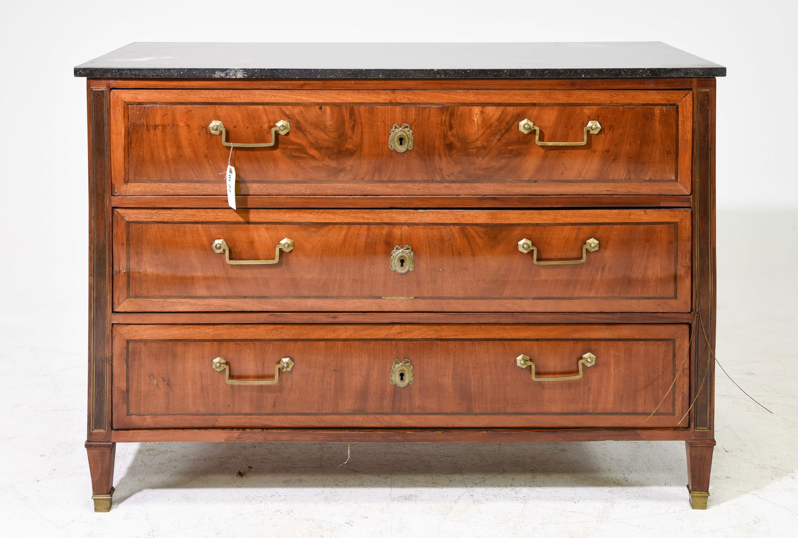 French Mahogany Marble Top 3 Drawer Chest (1 of 7)