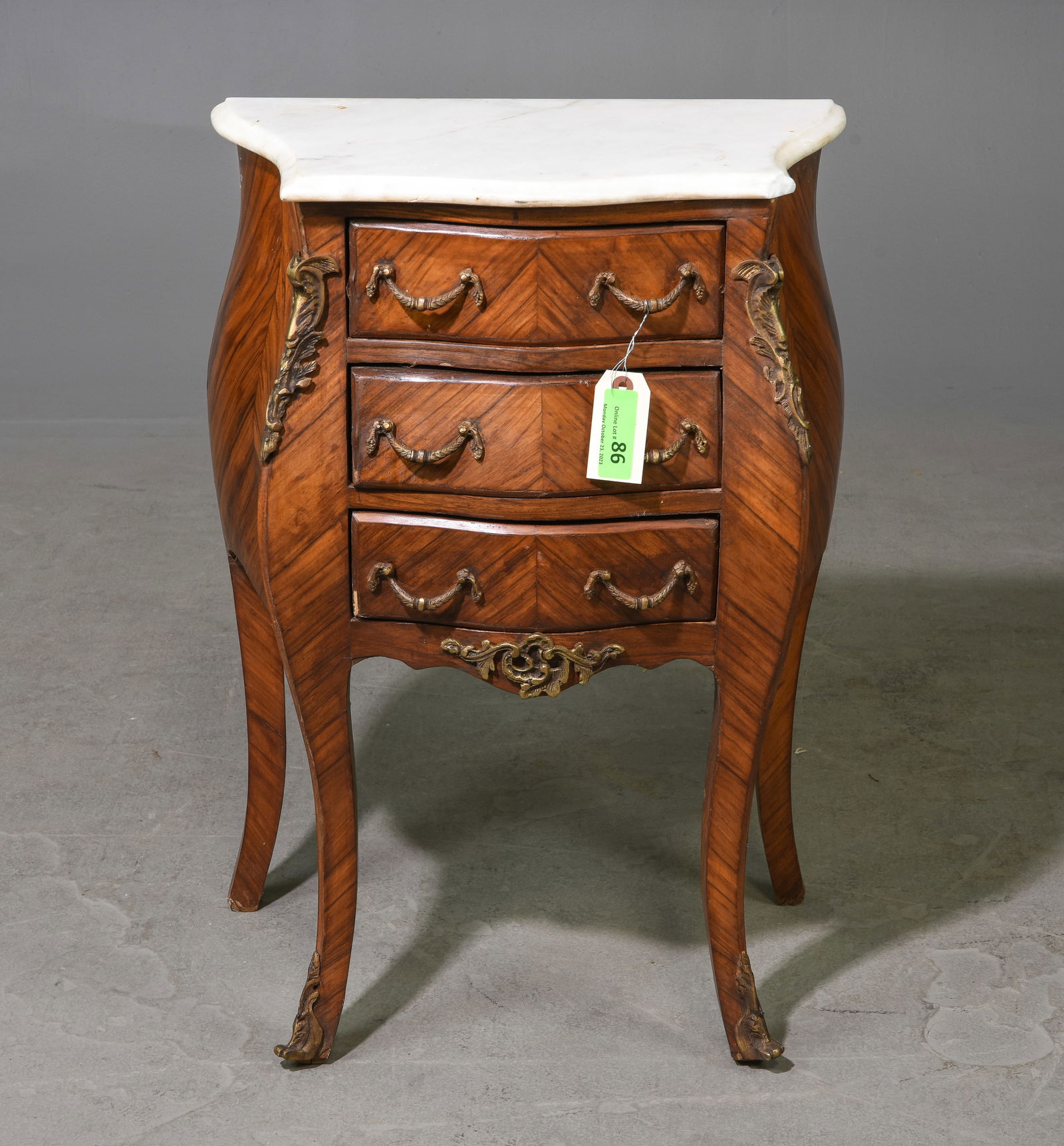French Style Marble Top 3 Drawer Occasional Chest (1 of 4)