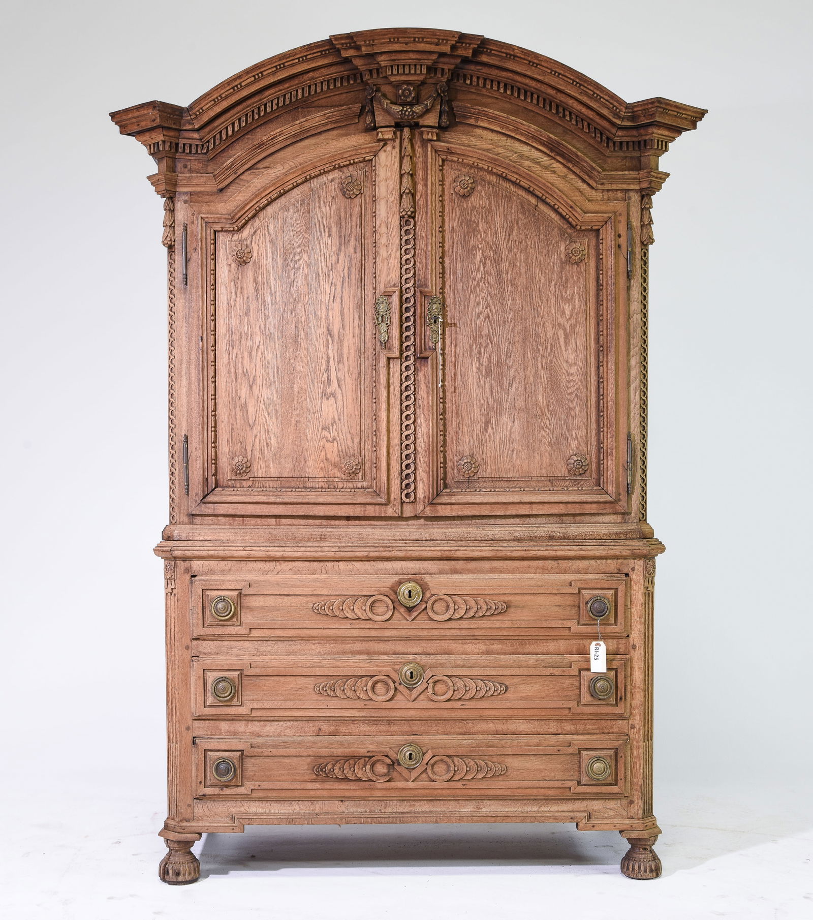 French Bleached Oak Linen Cupboard c.1800's (1 of 3)