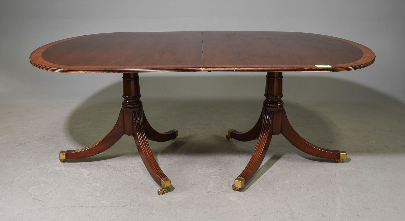 Duncan Phyfe Mahogany Double Pedestal Base Table: Duncan Phyfe Mahogany Double Pedestal Base Table - 29 in tall x 73.5 x 48, Floor to under is 28 inches - There are no leaves