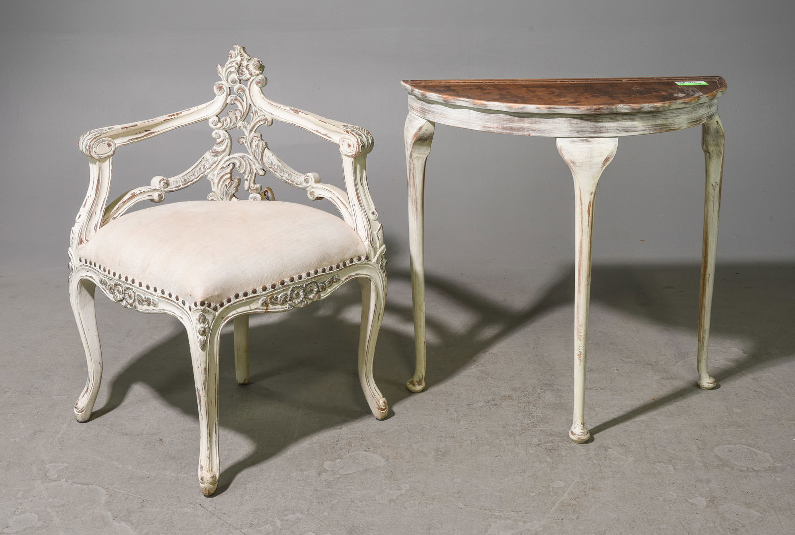 Painted Half Moon Table And Corner Arm Chair (1 of 5)