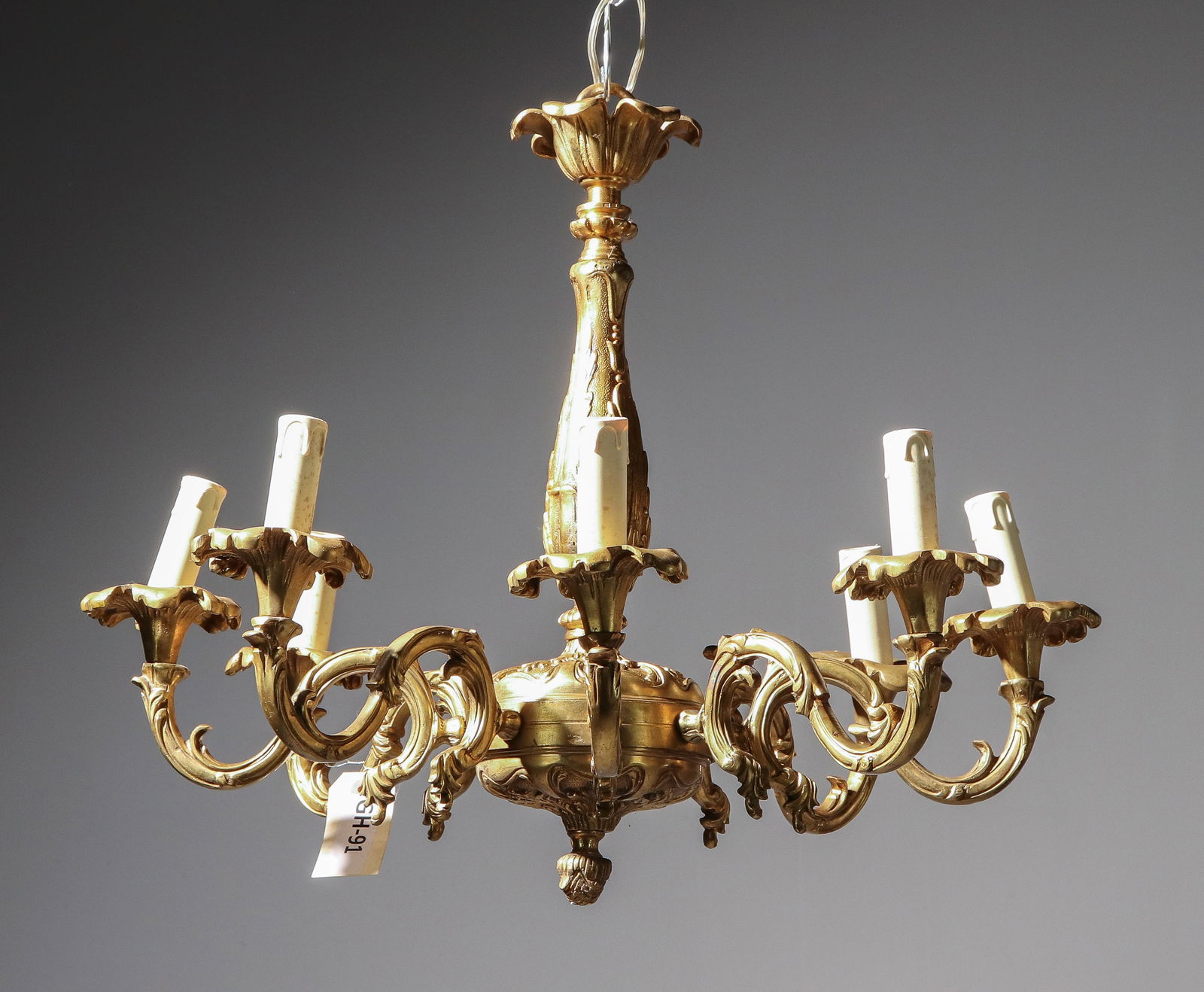 French Style 8 Light Gilt Bronze Chandelier (1 of 3)