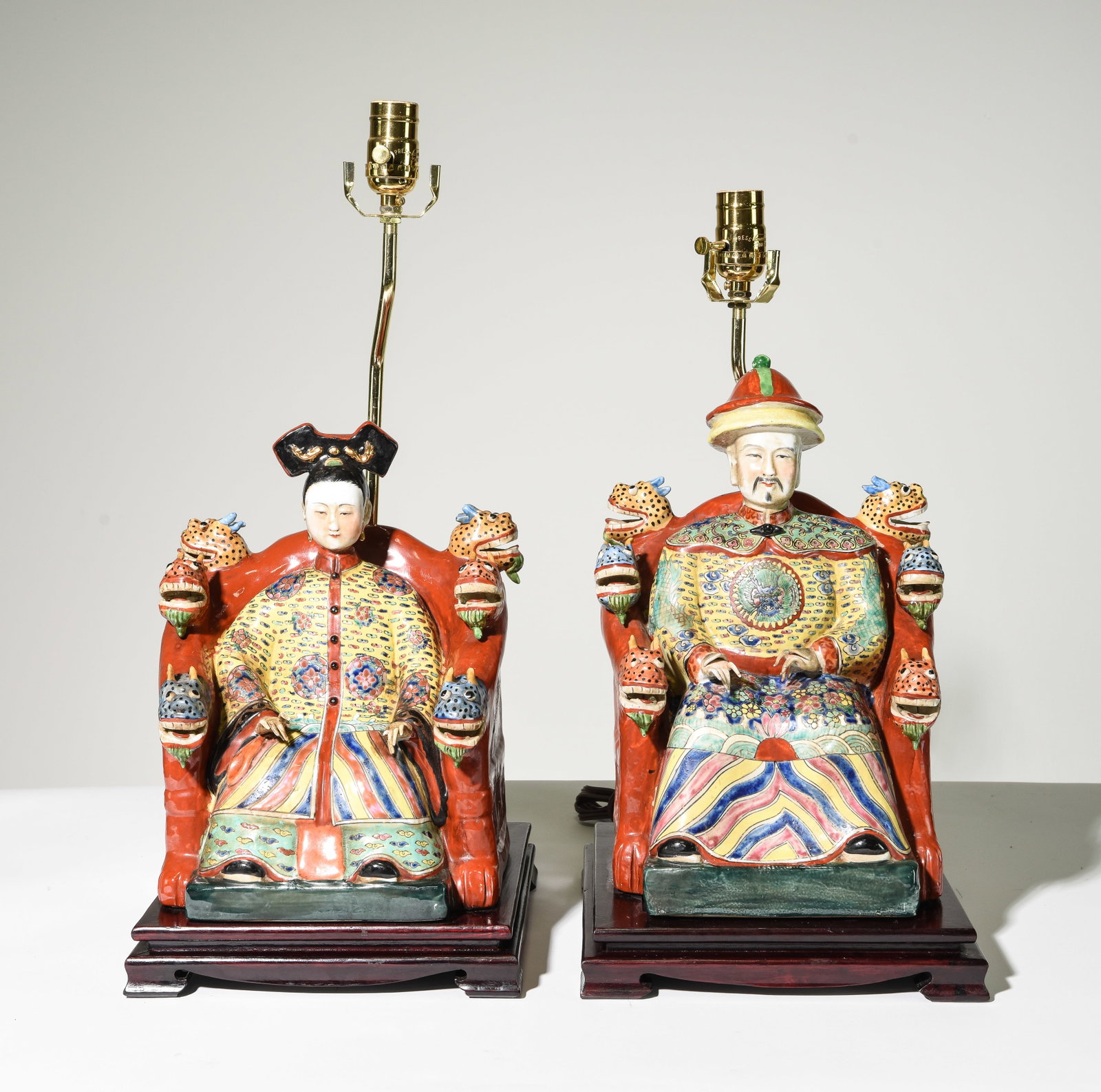 Chinese Qing Empress & Emperor Lamps: Chinese Qing Empress & Emperor Lamps - 22 in tall x 10 x 10