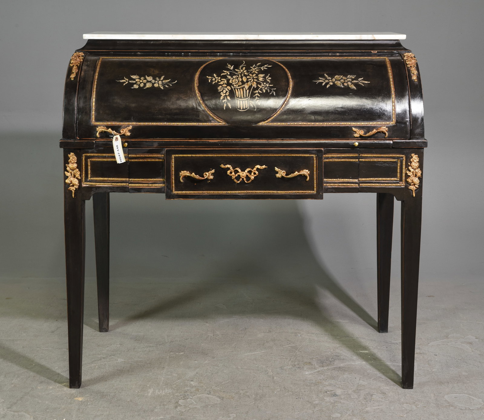 French Style Marble Top Roll Top Desk with Ormolu (1 of 7)