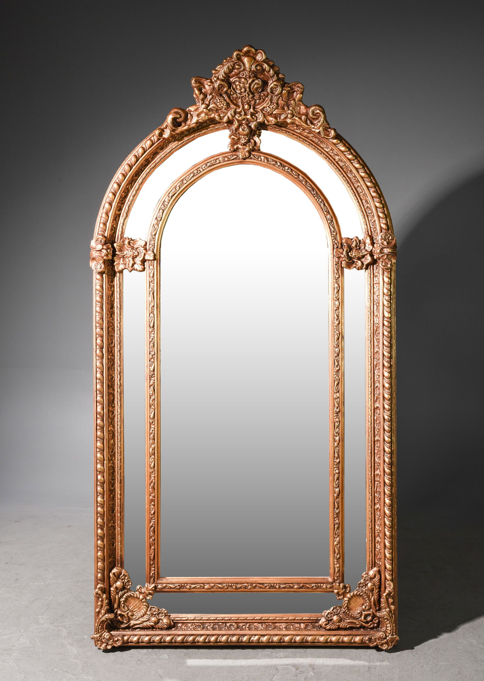 French Style Arch Top Gold Framed Mirror (1 of 5)