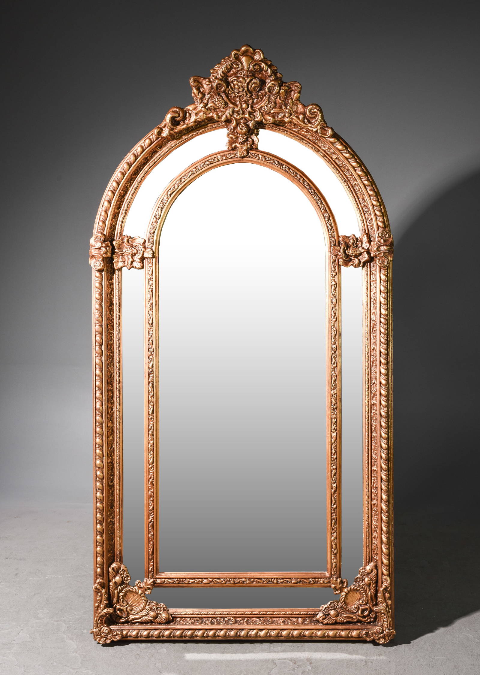French Style Arch Top Gold Framed Mirror Auction