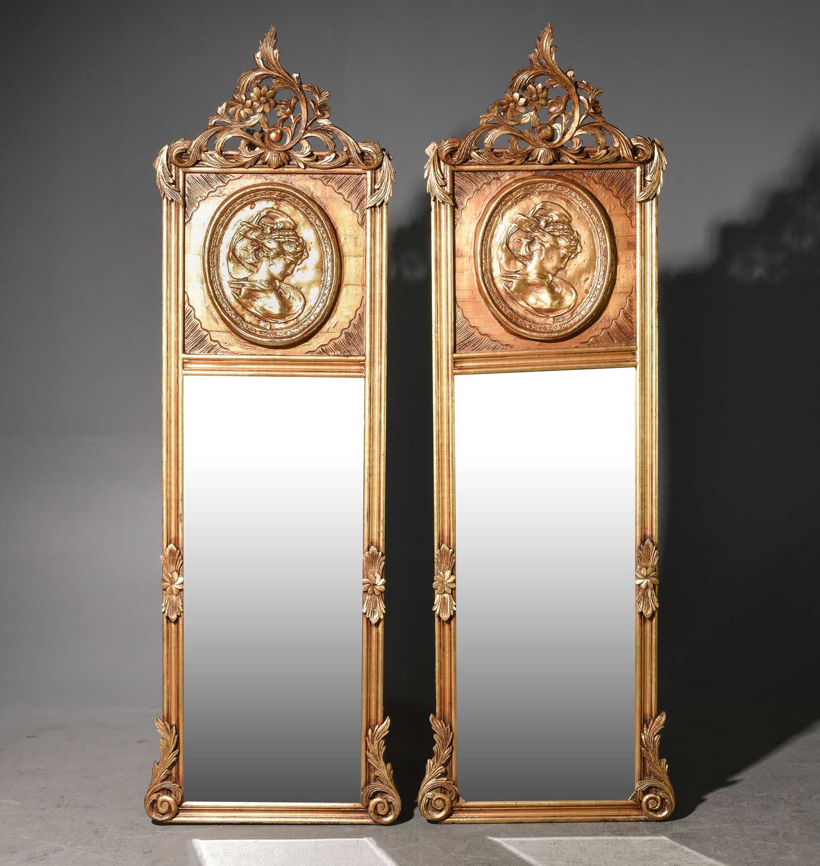 2 French Style Trumeau Beveled Gold Framed Mirrors (1 of 5)