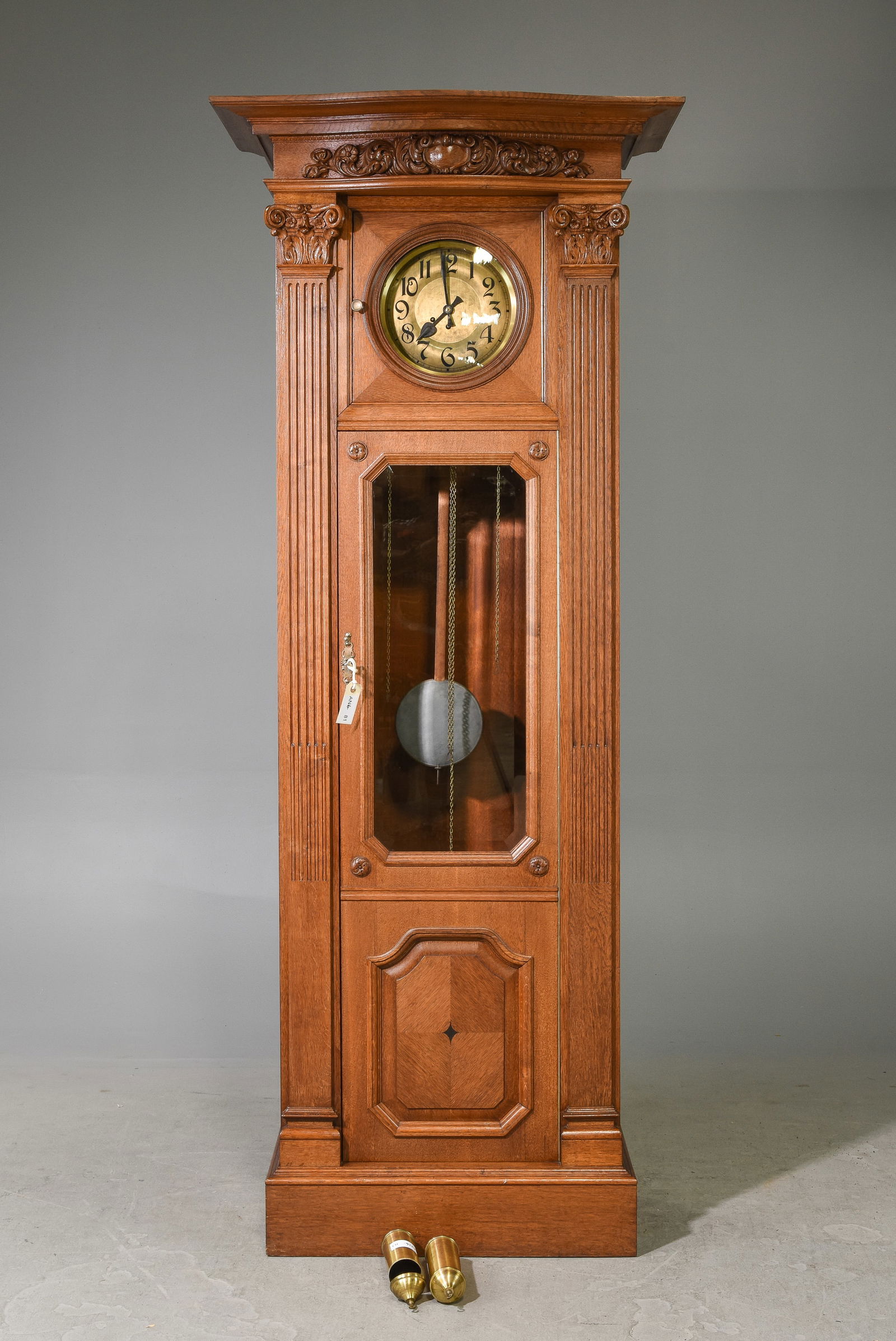 Danish Carved Oak Grandfather Clock (1 of 10)
